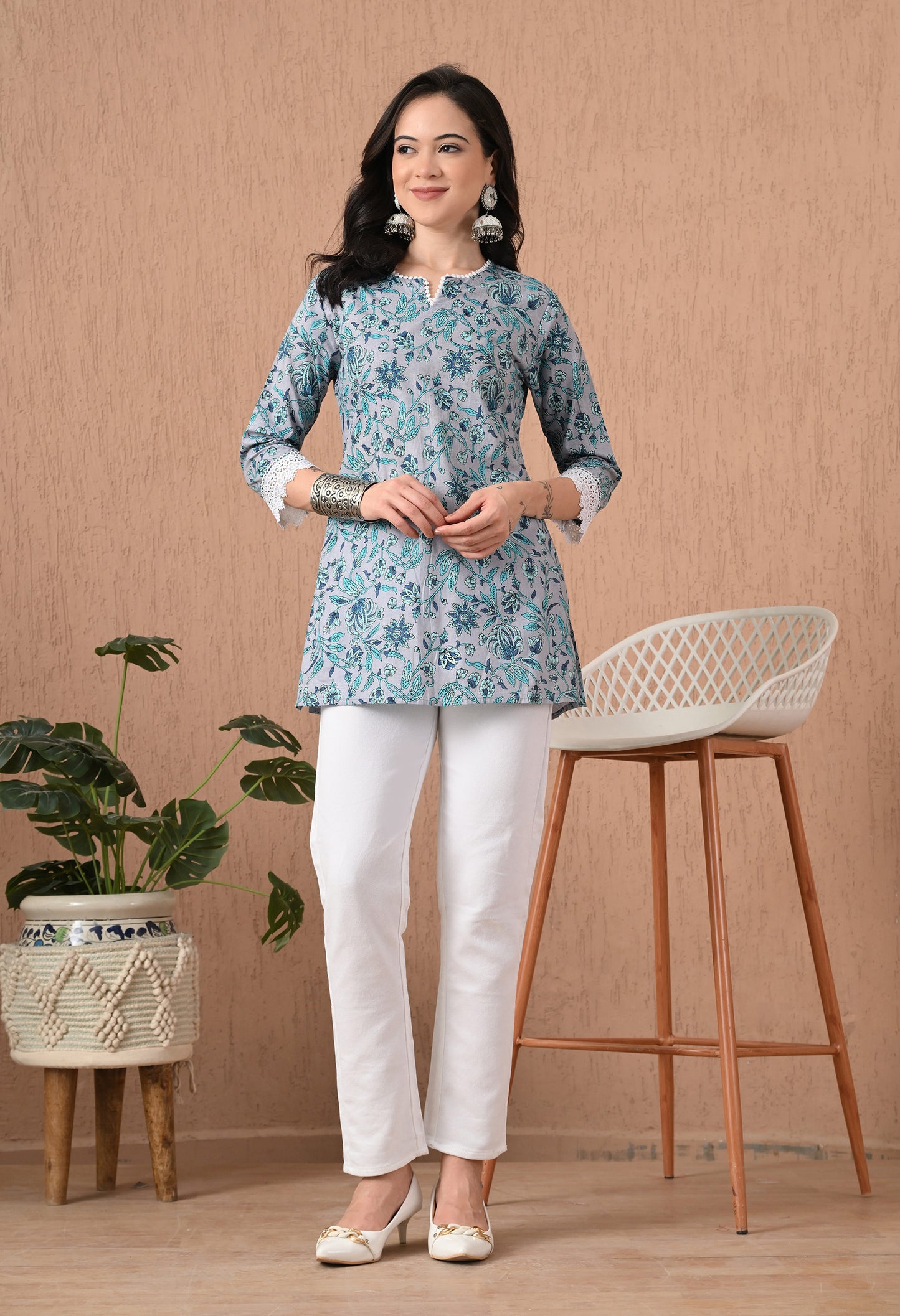 Floral Printed Pure Cotton Kurti