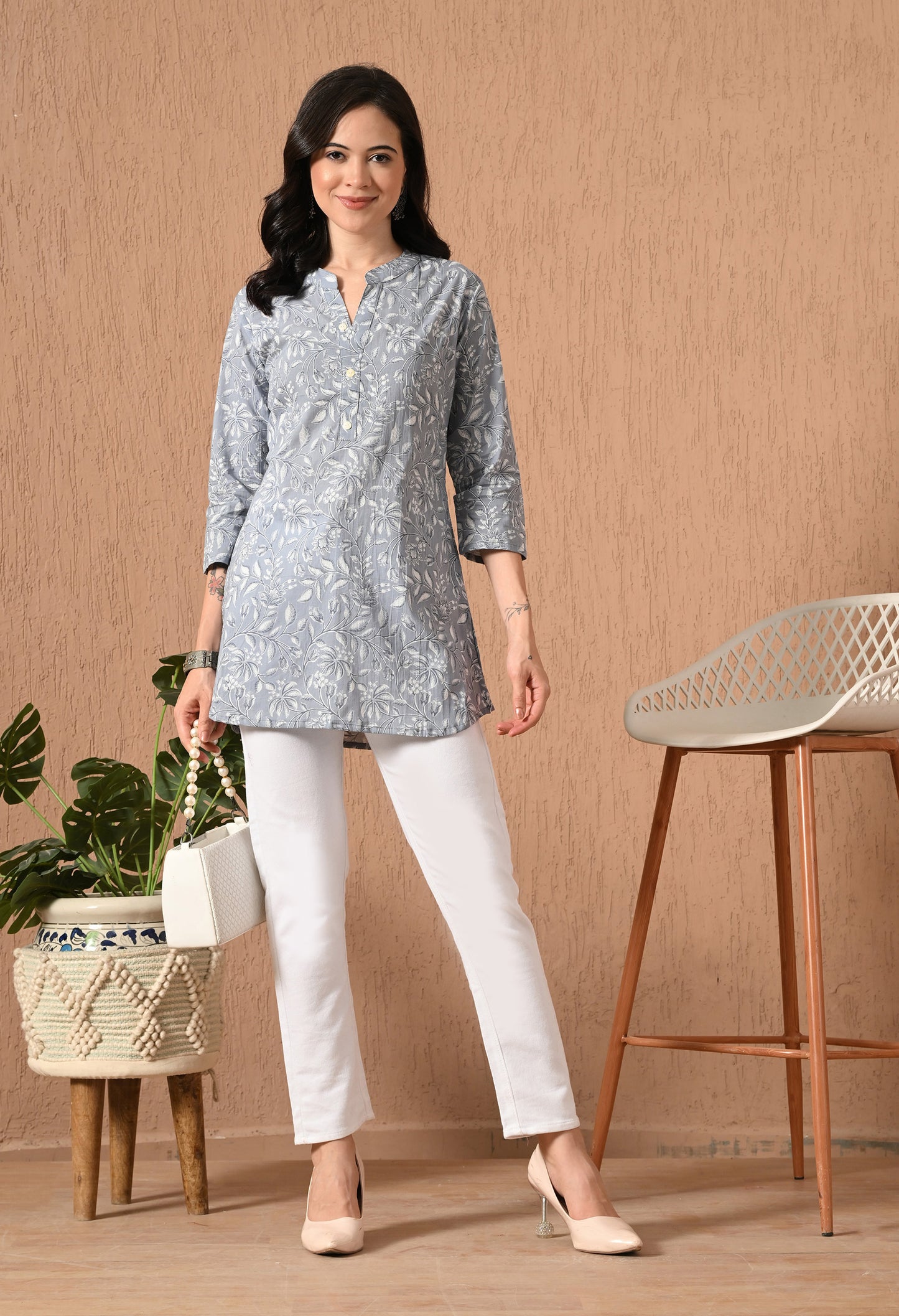 Floral Printed Pure Cotton Kurti