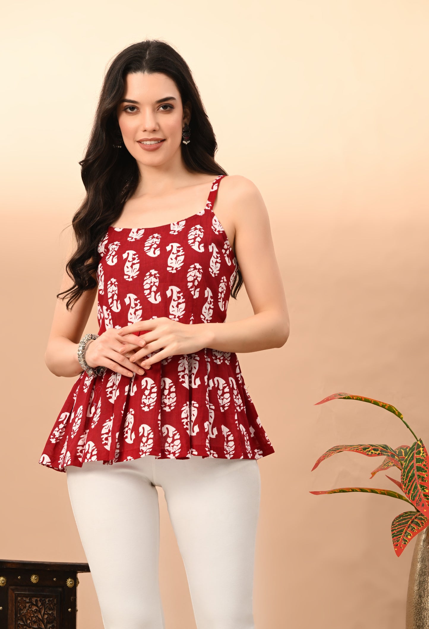Paisley Printed Pure Cotton Anarkali Kurti