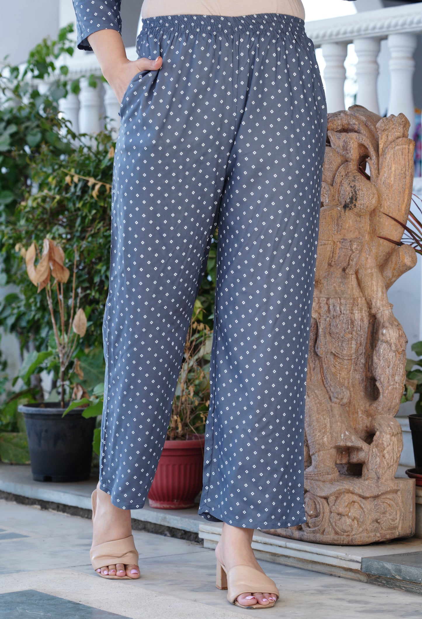 Geometric Printed Rayon Night suit