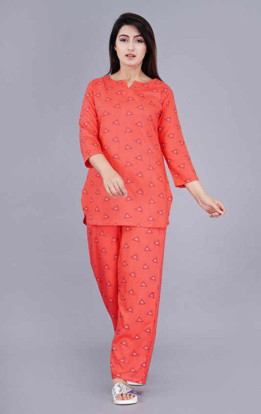 Geometric Printed Rayon Night suit