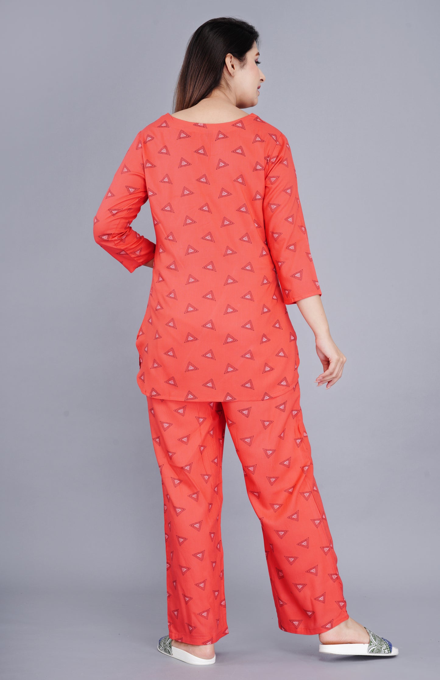 Geometric Printed Rayon Night suit