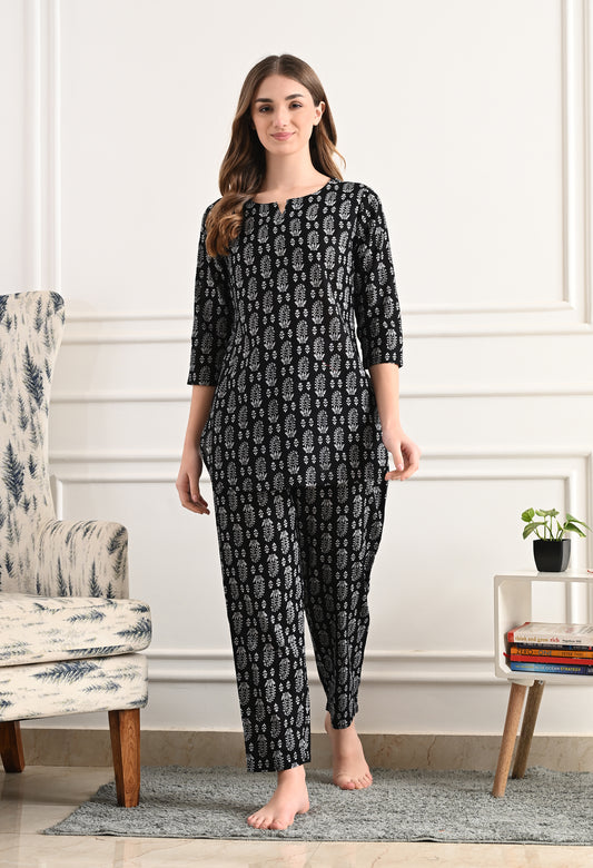 Floral Printed Pure Cotton Night suit