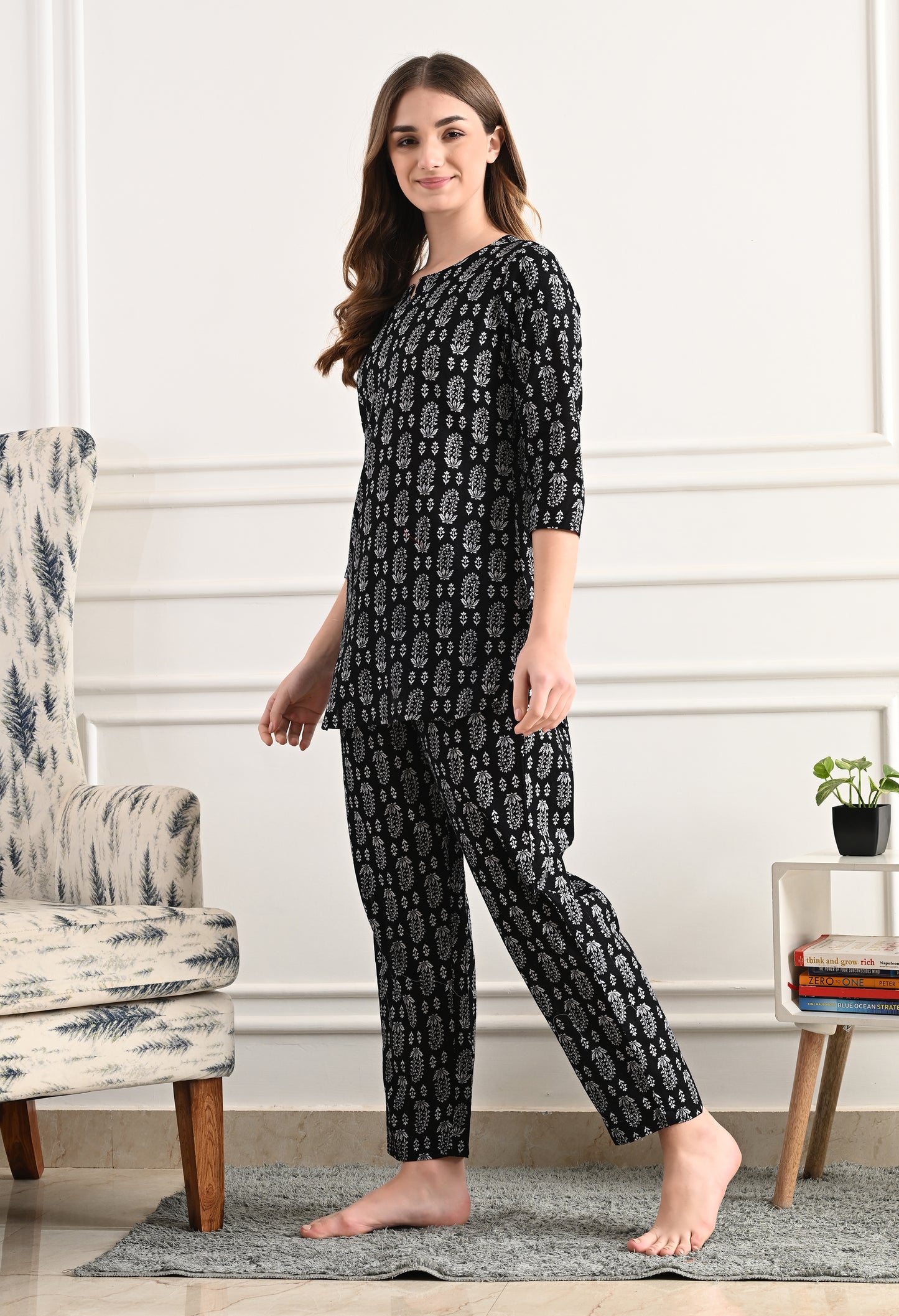 Floral Printed Pure Cotton Night suit
