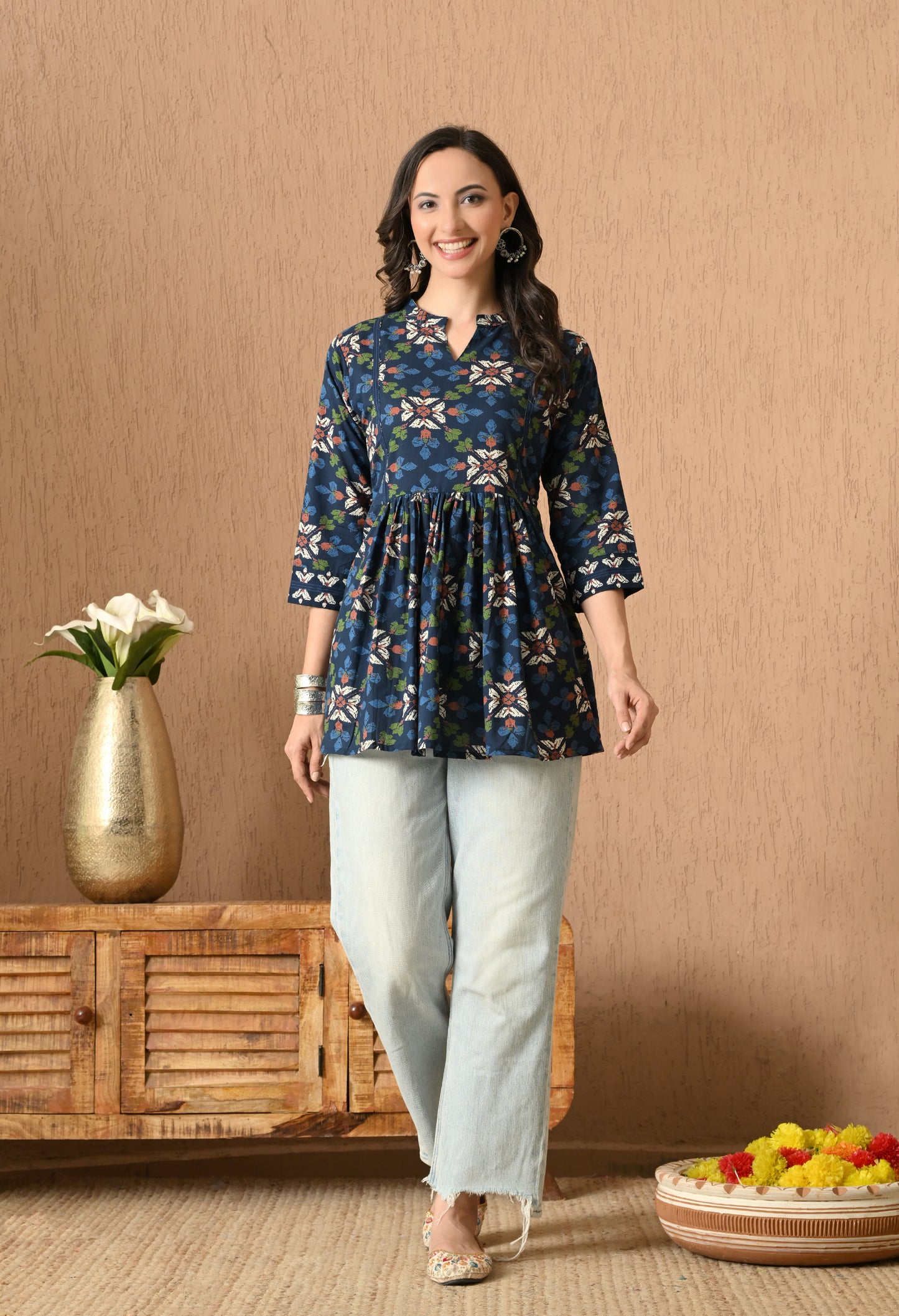 Floral Printed Pure Cotton Kurti