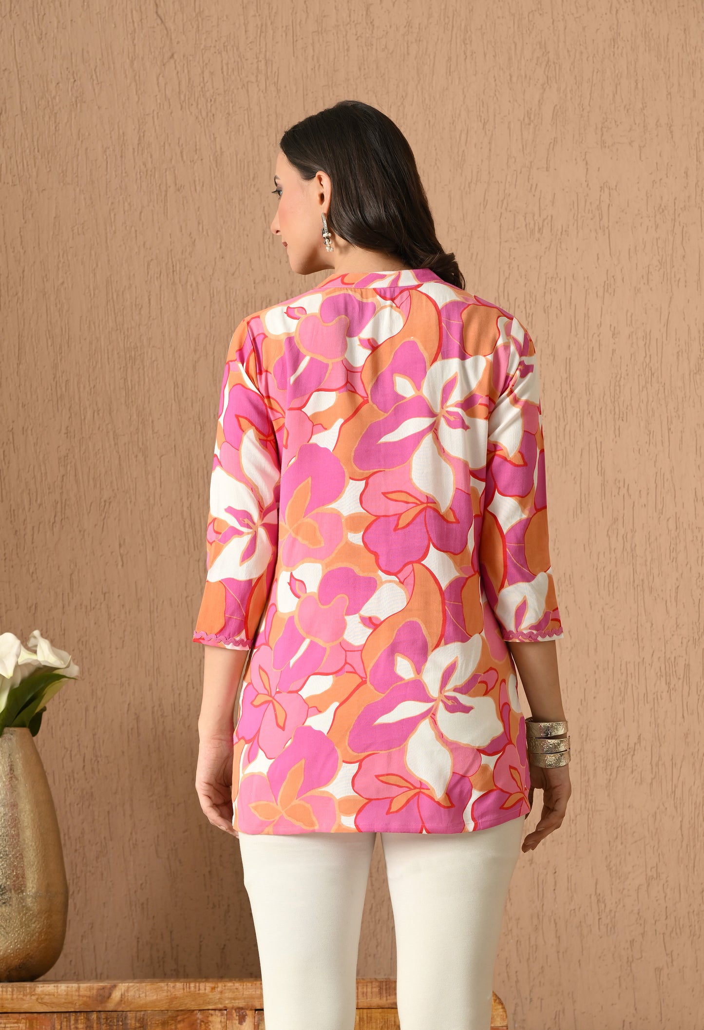 V-Neck Floral Printed Kurti