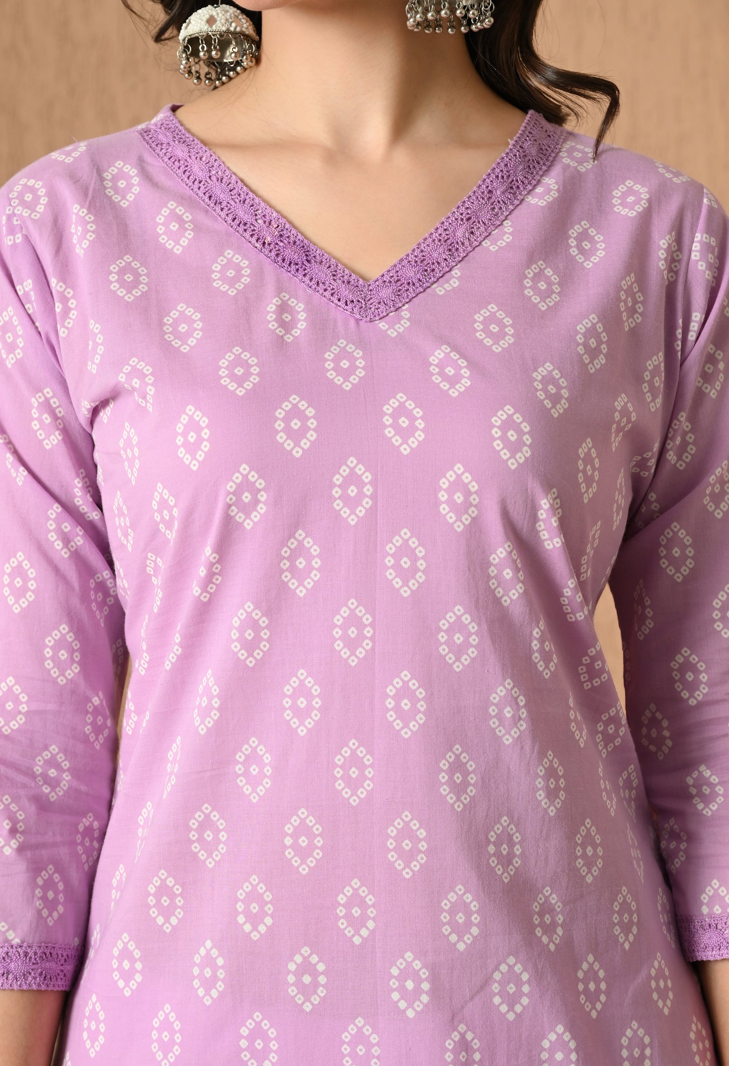 Floral Printed V-Neck Straight Kurta