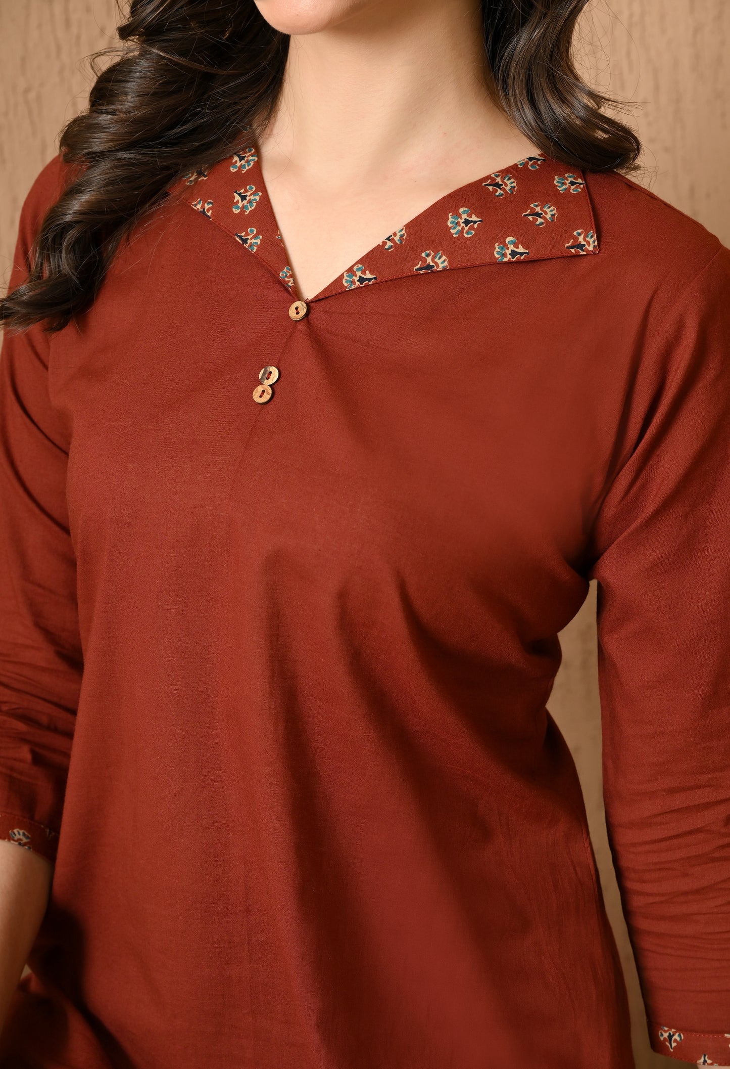Shirt Collar Pure Cotton Kurti