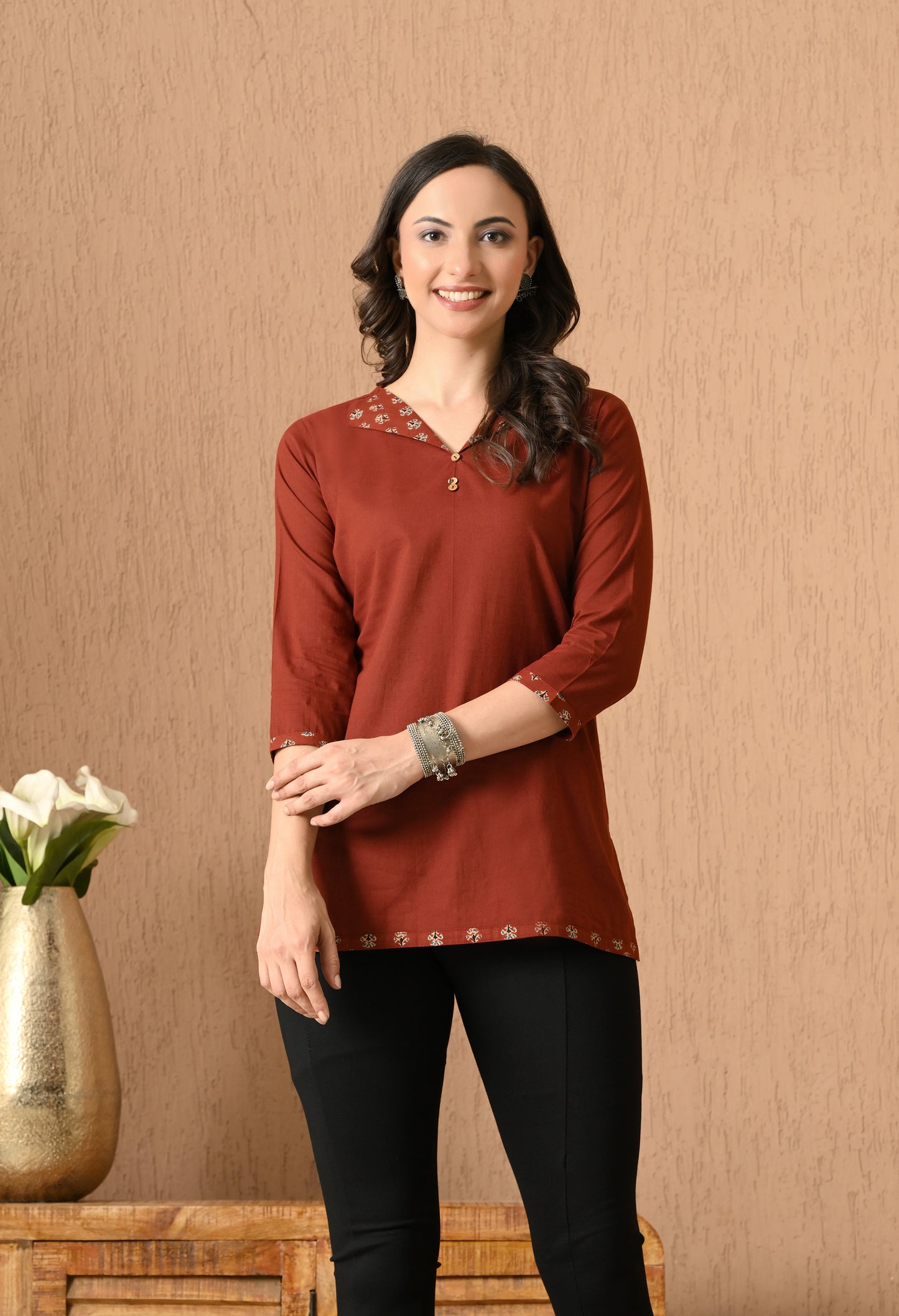 Shirt Collar Pure Cotton Kurti