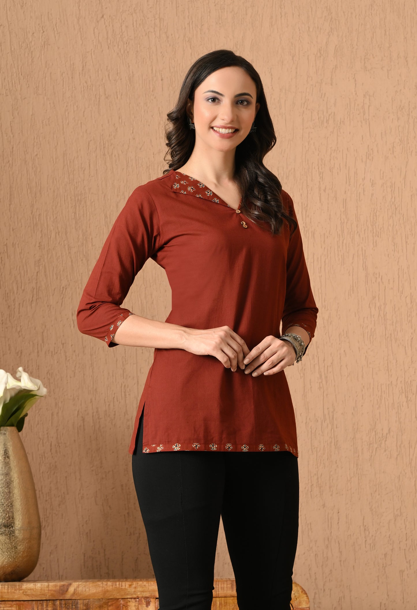 Shirt Collar Pure Cotton Kurti