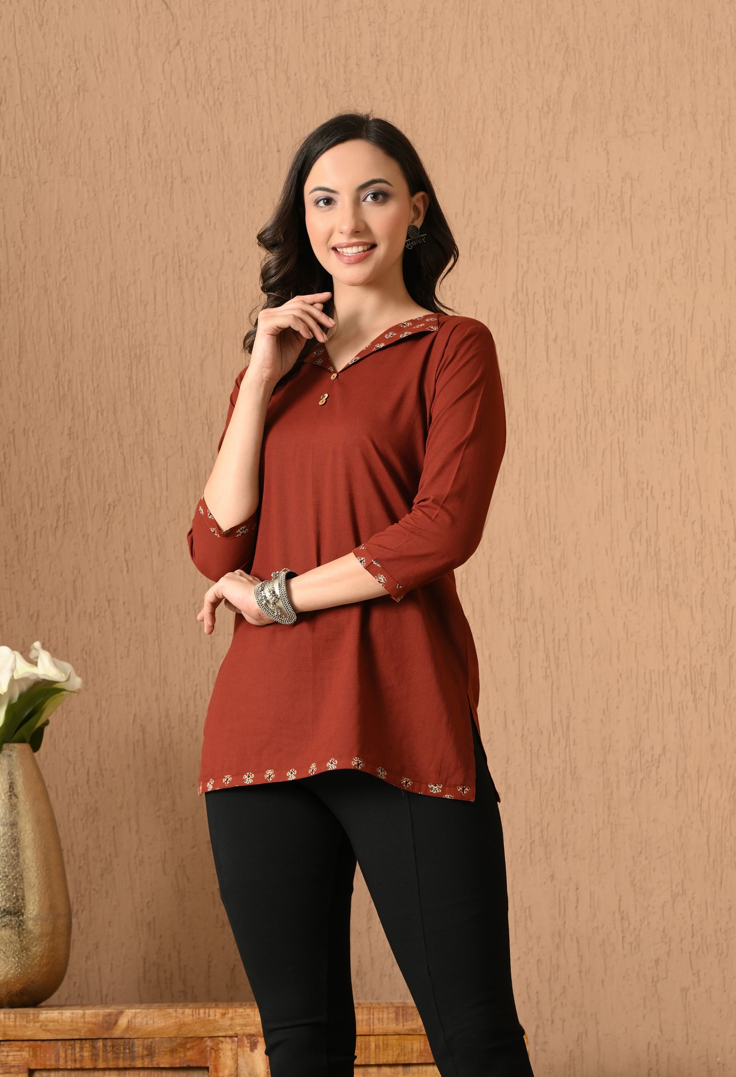 Shirt Collar Pure Cotton Kurti