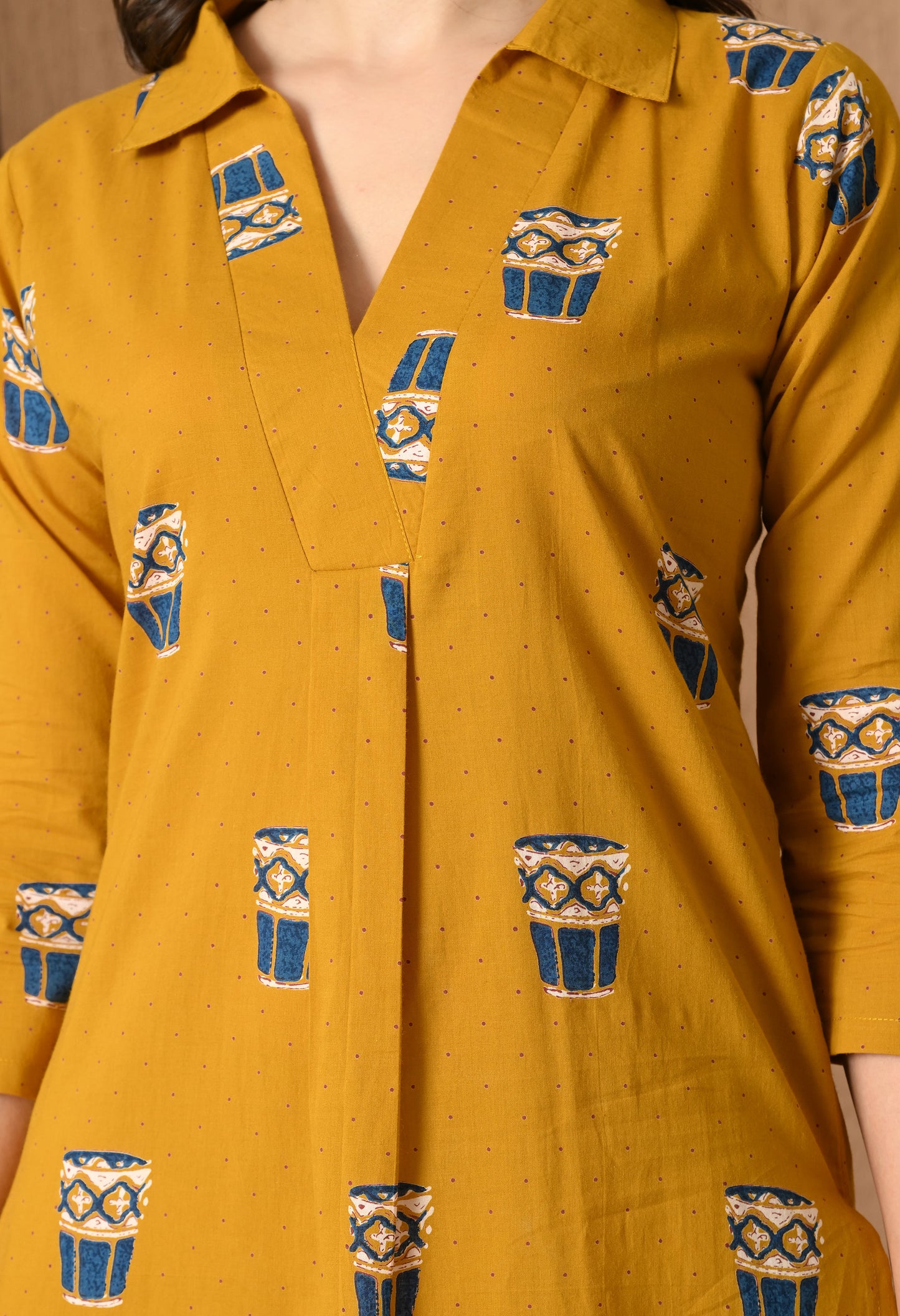 Ethnic Motifs Printed Festive Cotton Straight Kurta