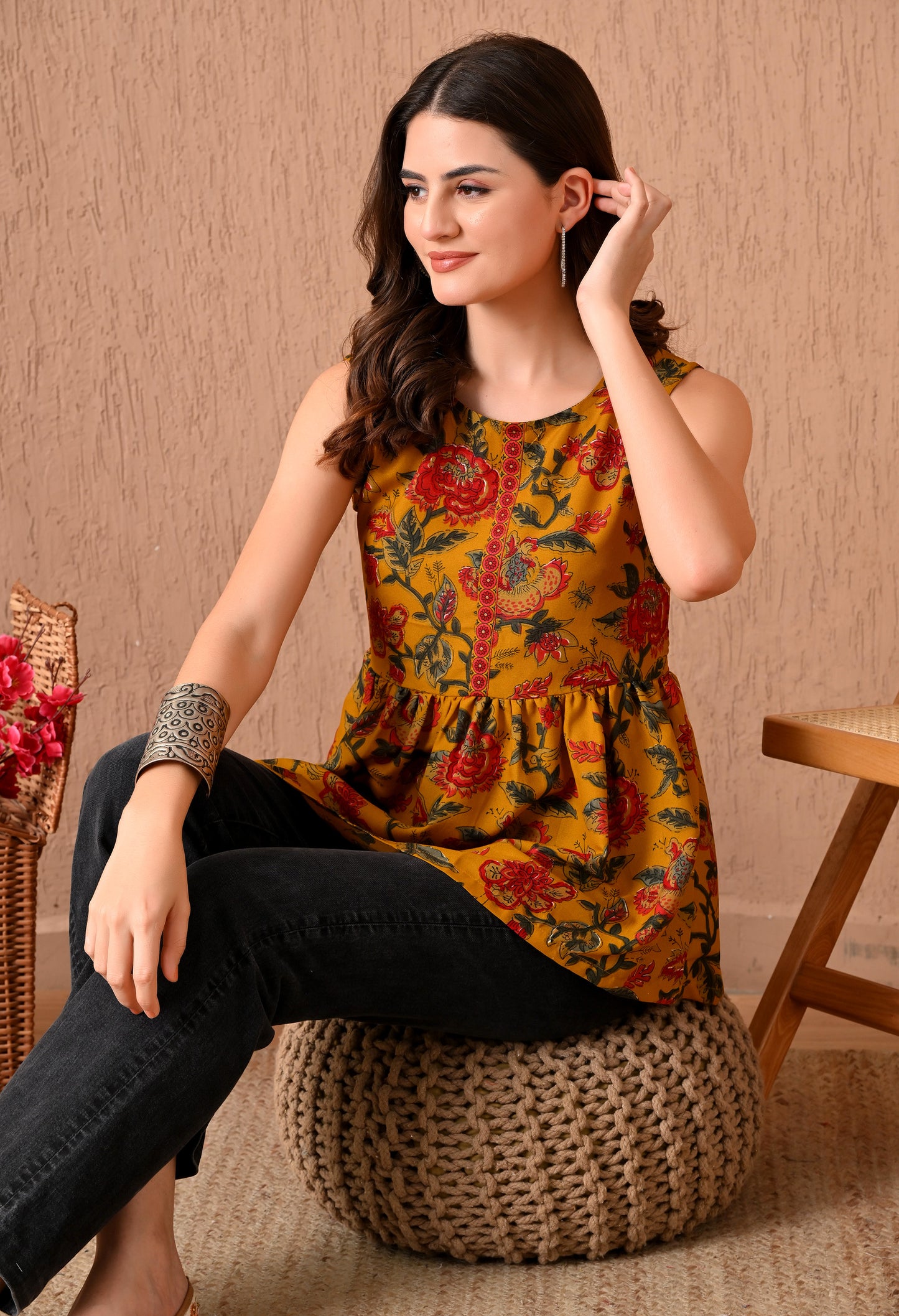 Floral Printed Anarkali Kurti
