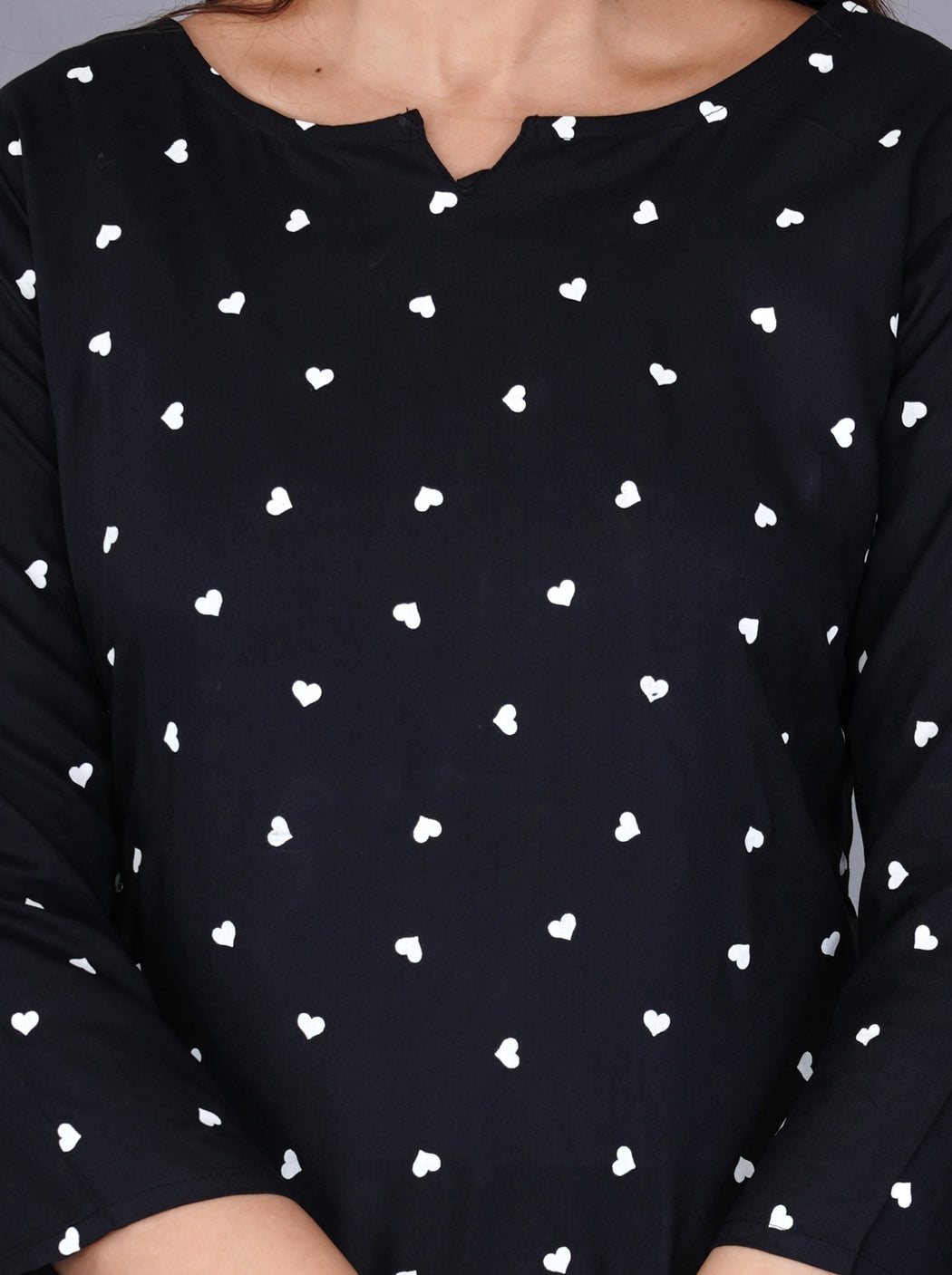 Conversational Printed Black Rayon Night suit