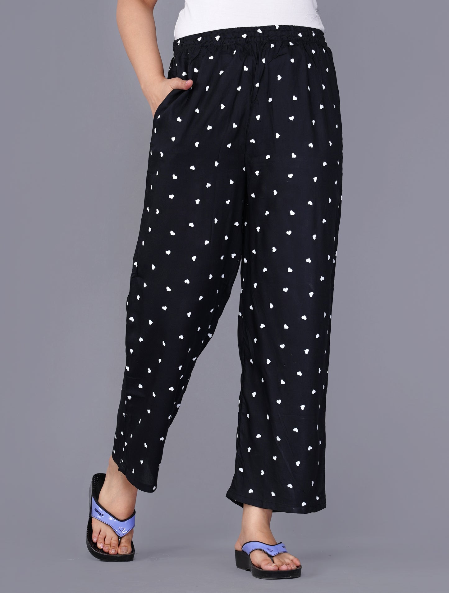Conversational Printed Black Rayon Night suit