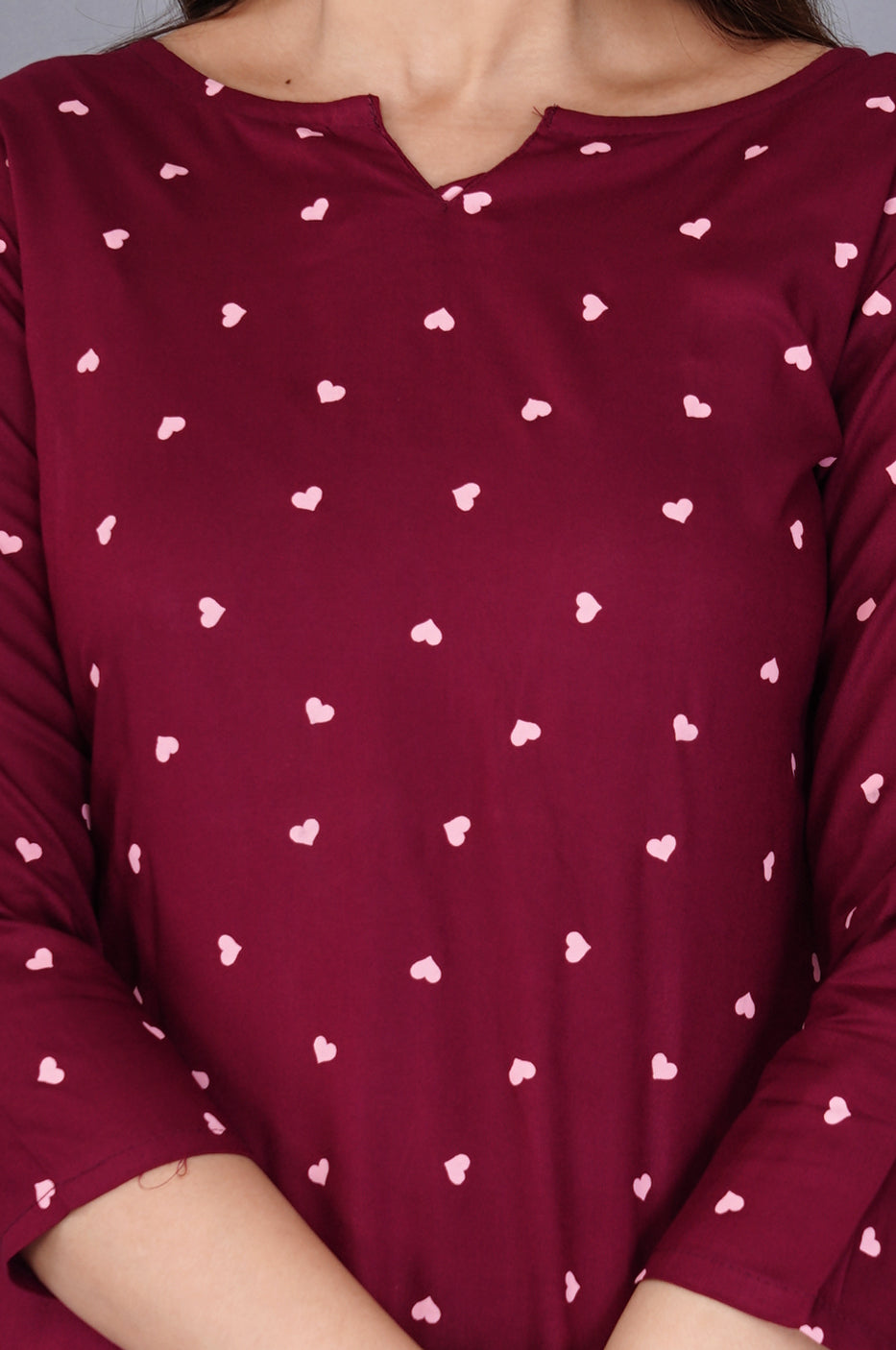 Maroon Conversational Printed Night suit