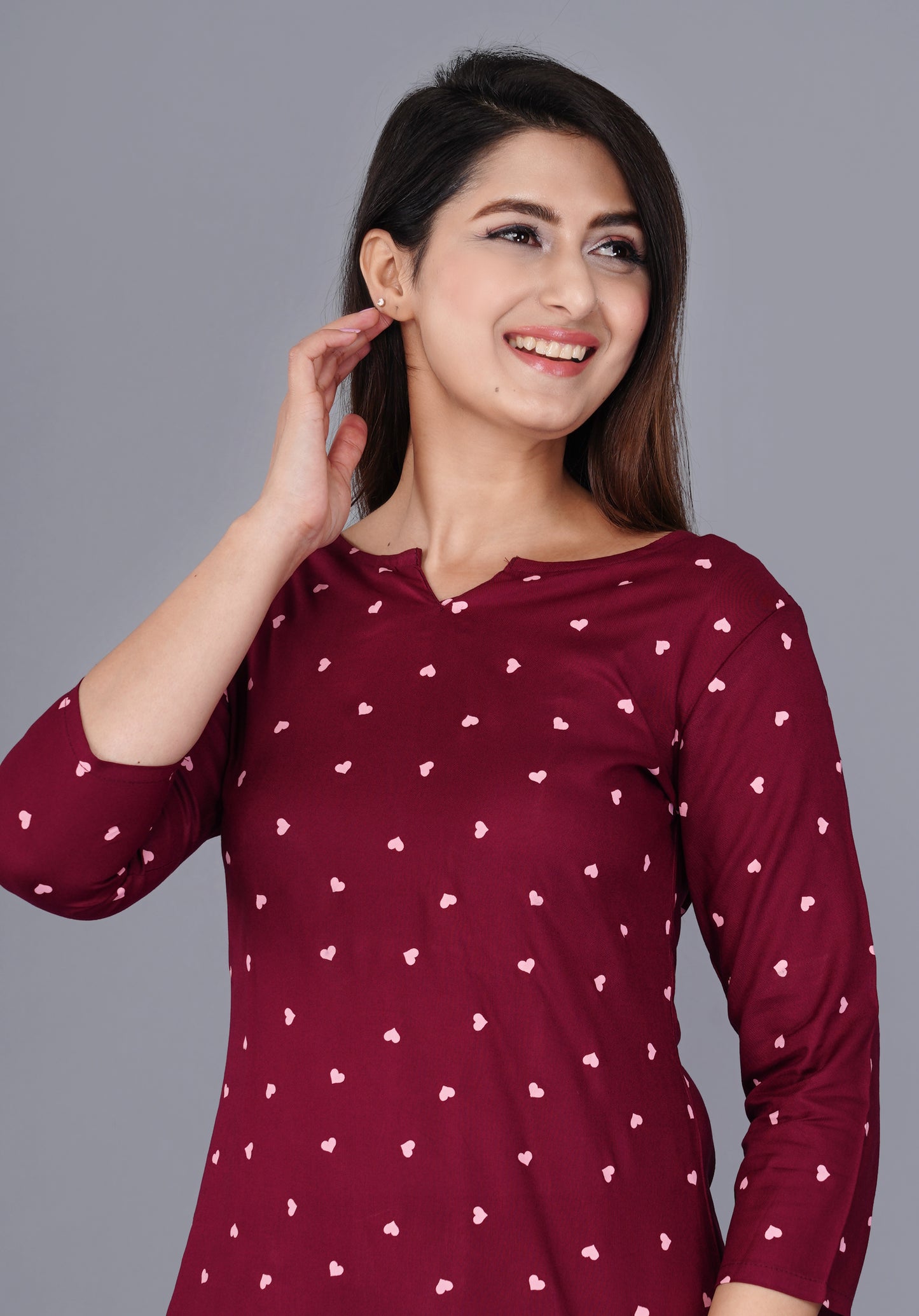 Maroon Conversational Printed Night suit