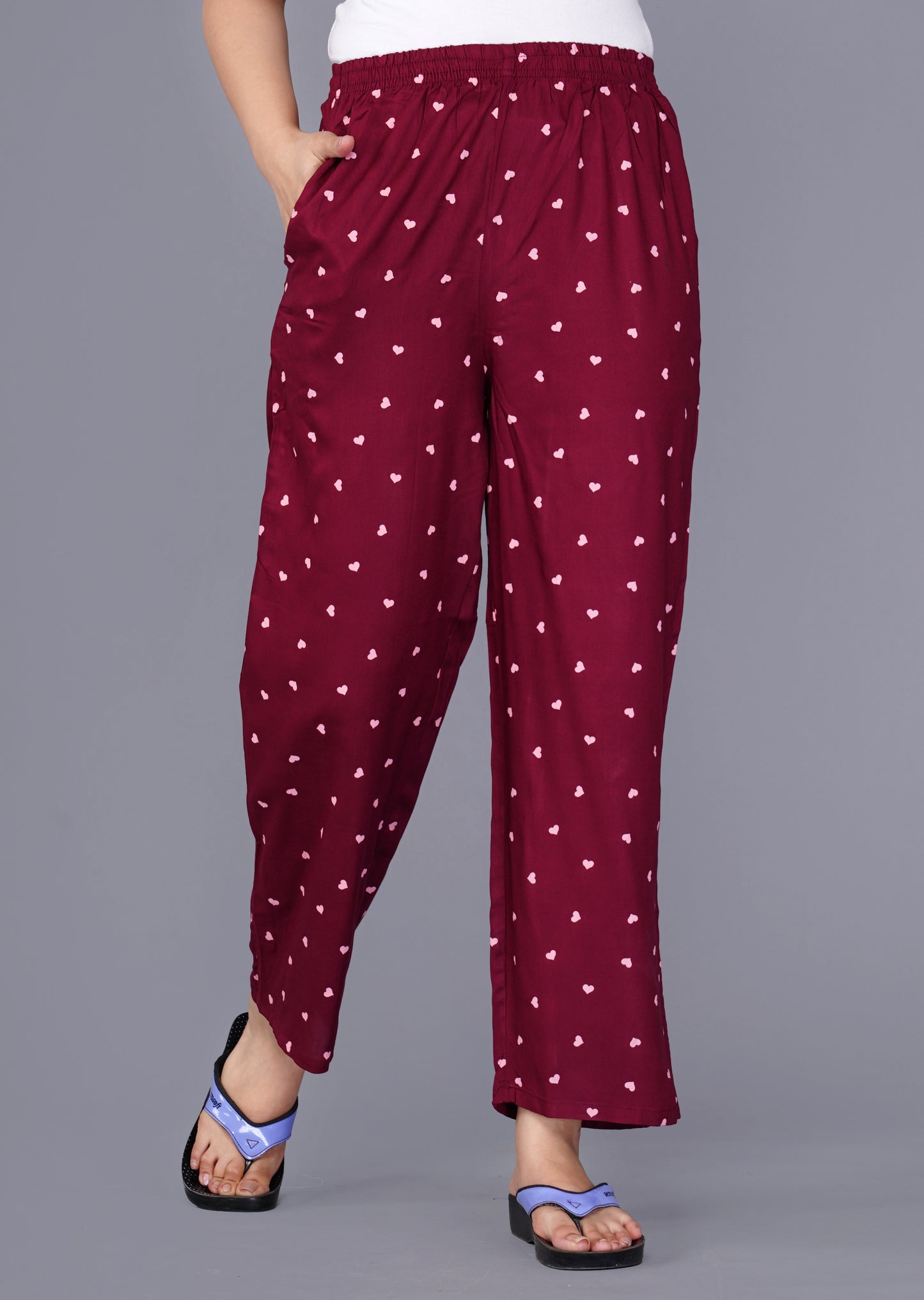 Maroon Conversational Printed Night suit