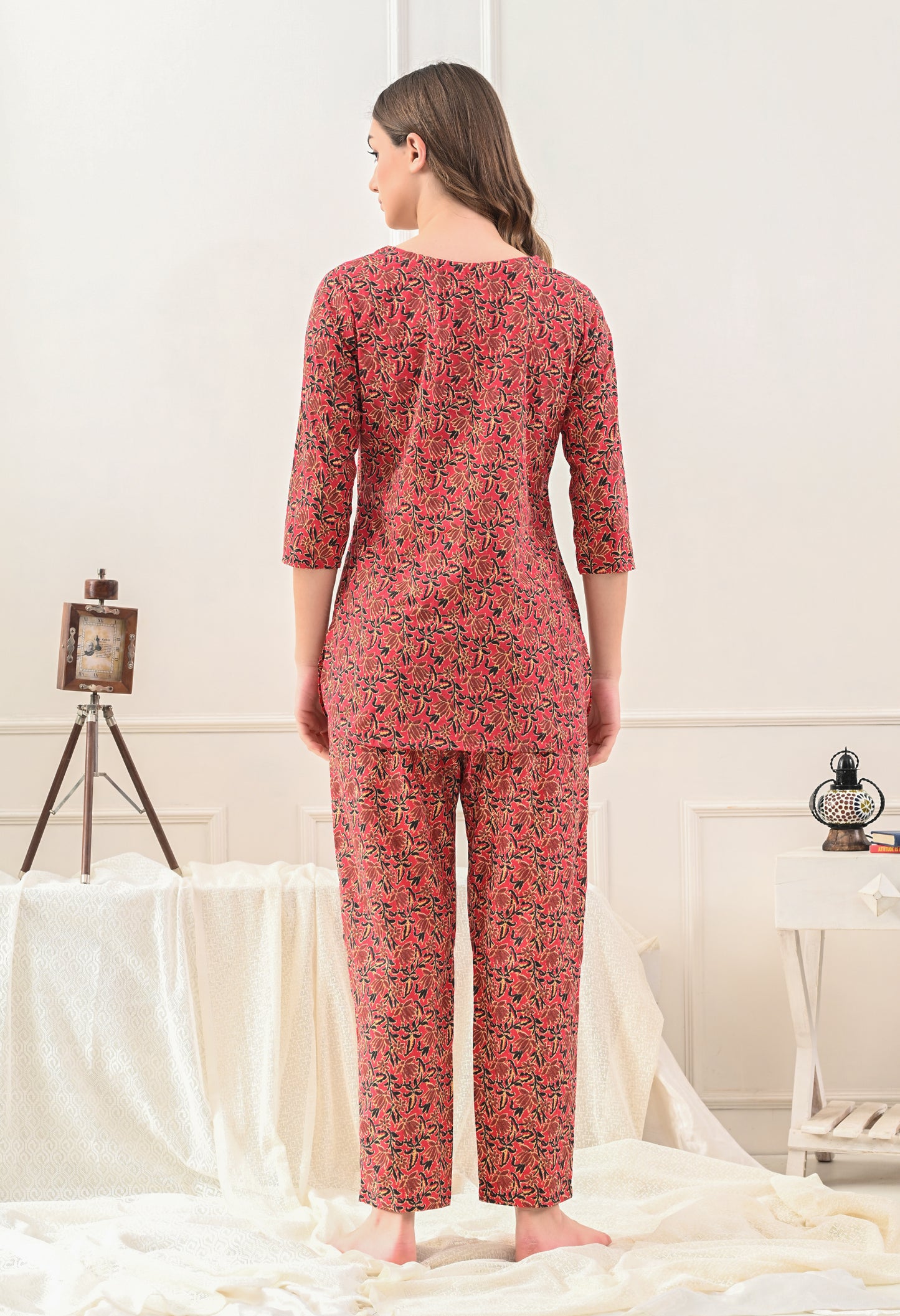 Floral Printed Cotton Night suit