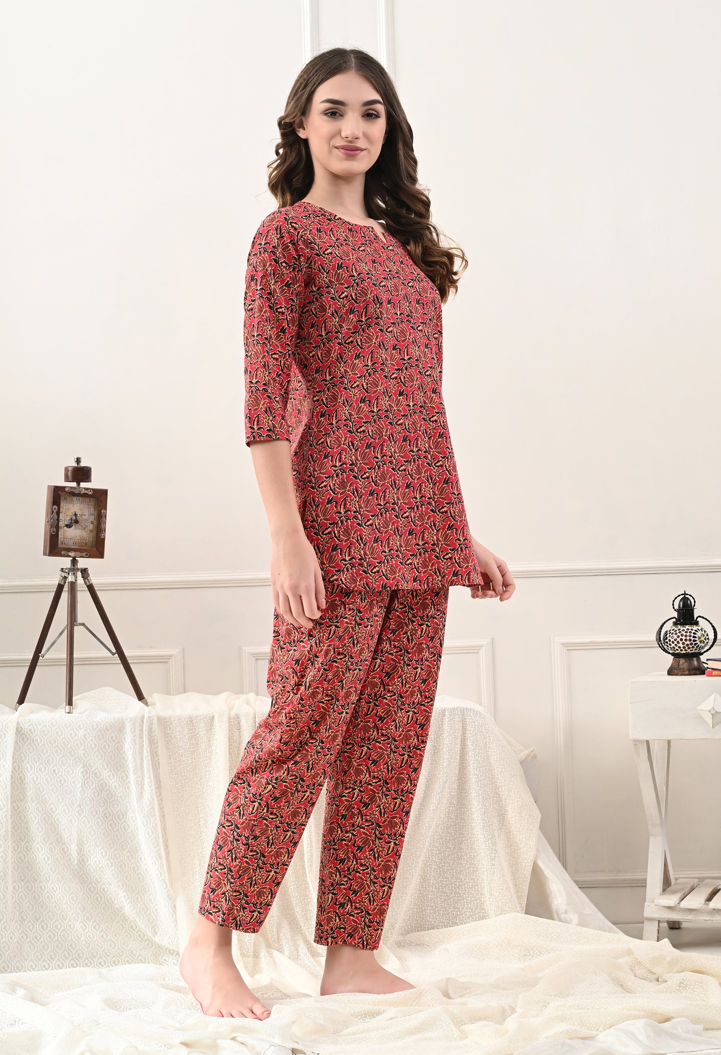 Floral Printed Cotton Night suit