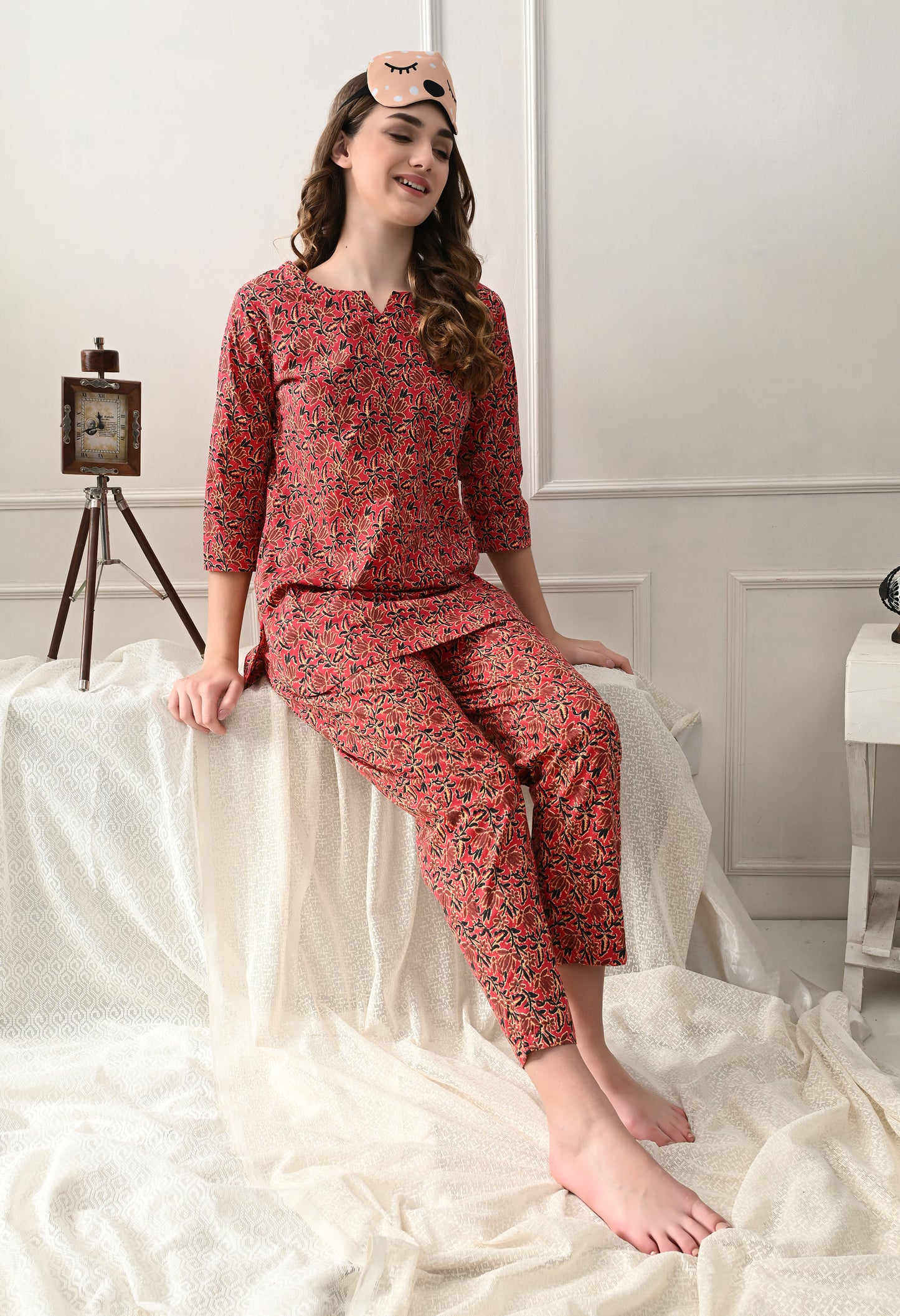 Floral Printed Cotton Night suit