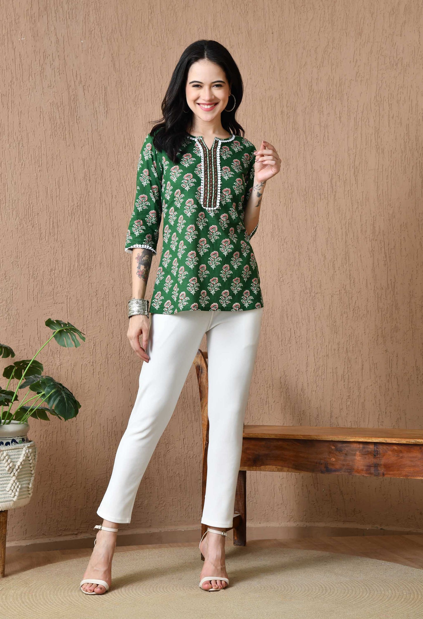 Floral Printed Pure Cotton Kurti