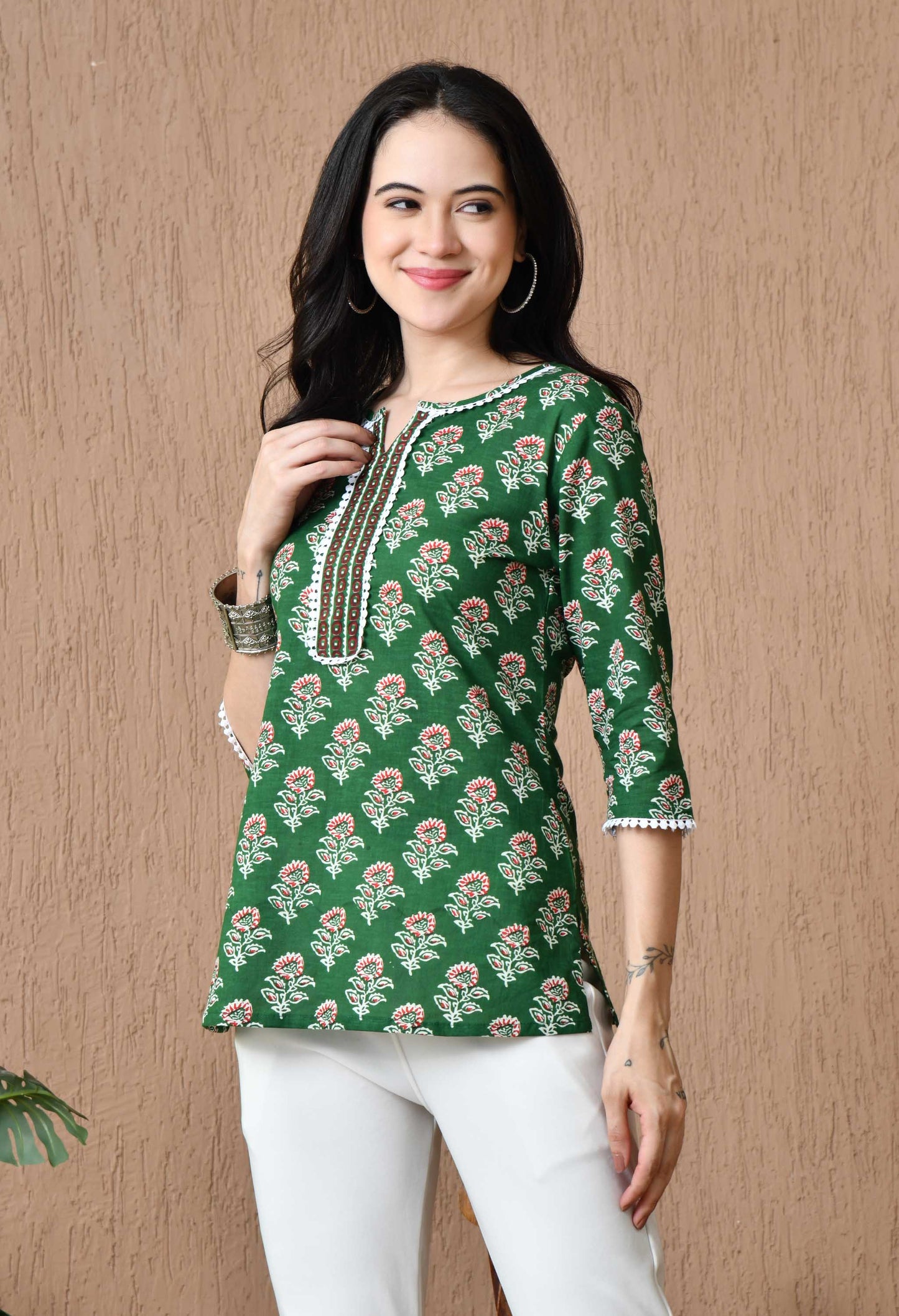 Floral Printed Pure Cotton Kurti