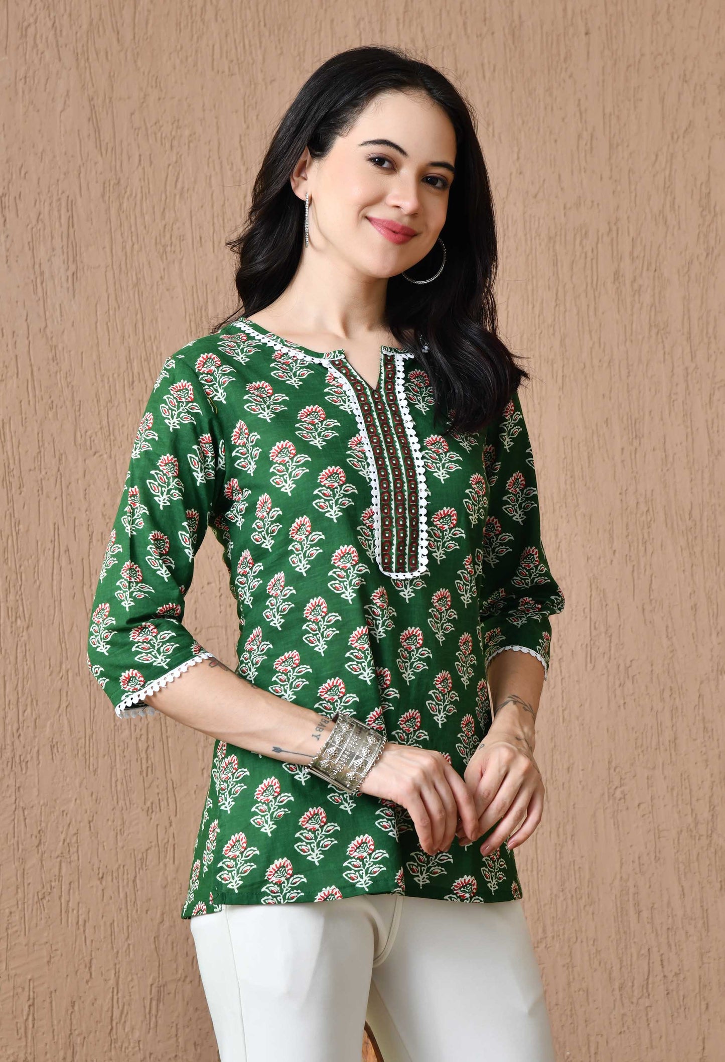 Floral Printed Pure Cotton Kurti