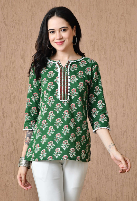 Floral Printed Pure Cotton Kurti