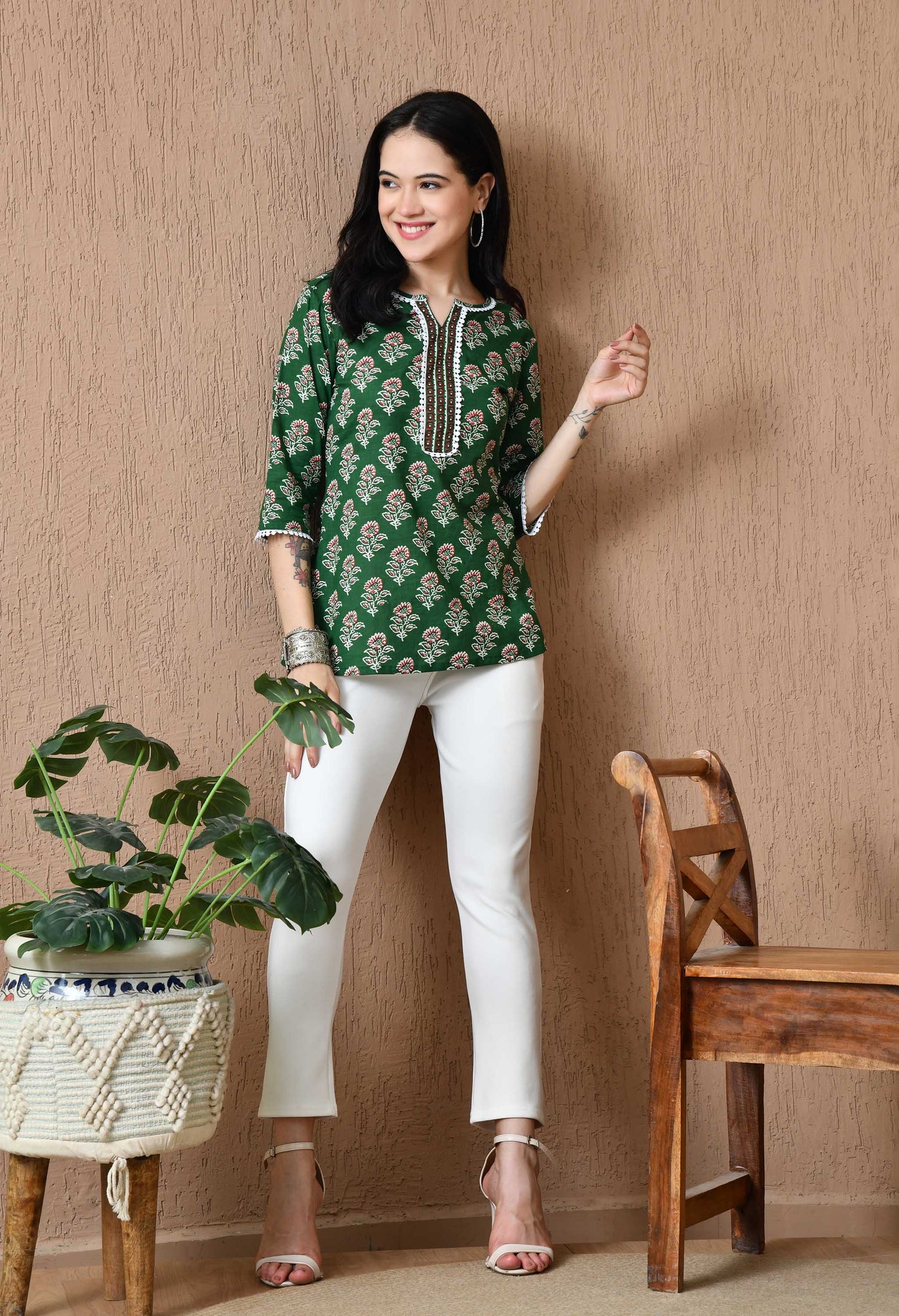 Floral Printed Pure Cotton Kurti