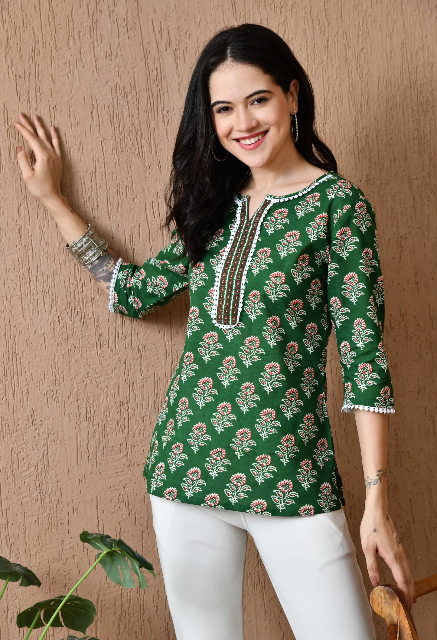 Floral Printed Pure Cotton Kurti