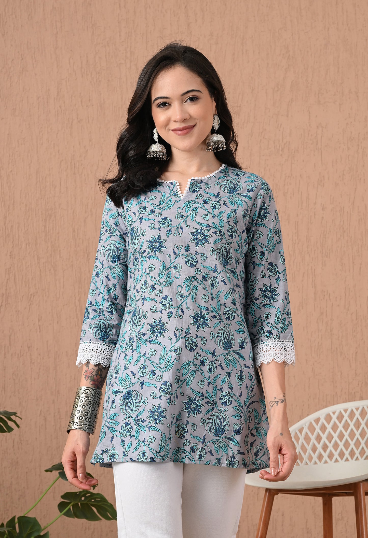 Floral Printed Pure Cotton Kurti