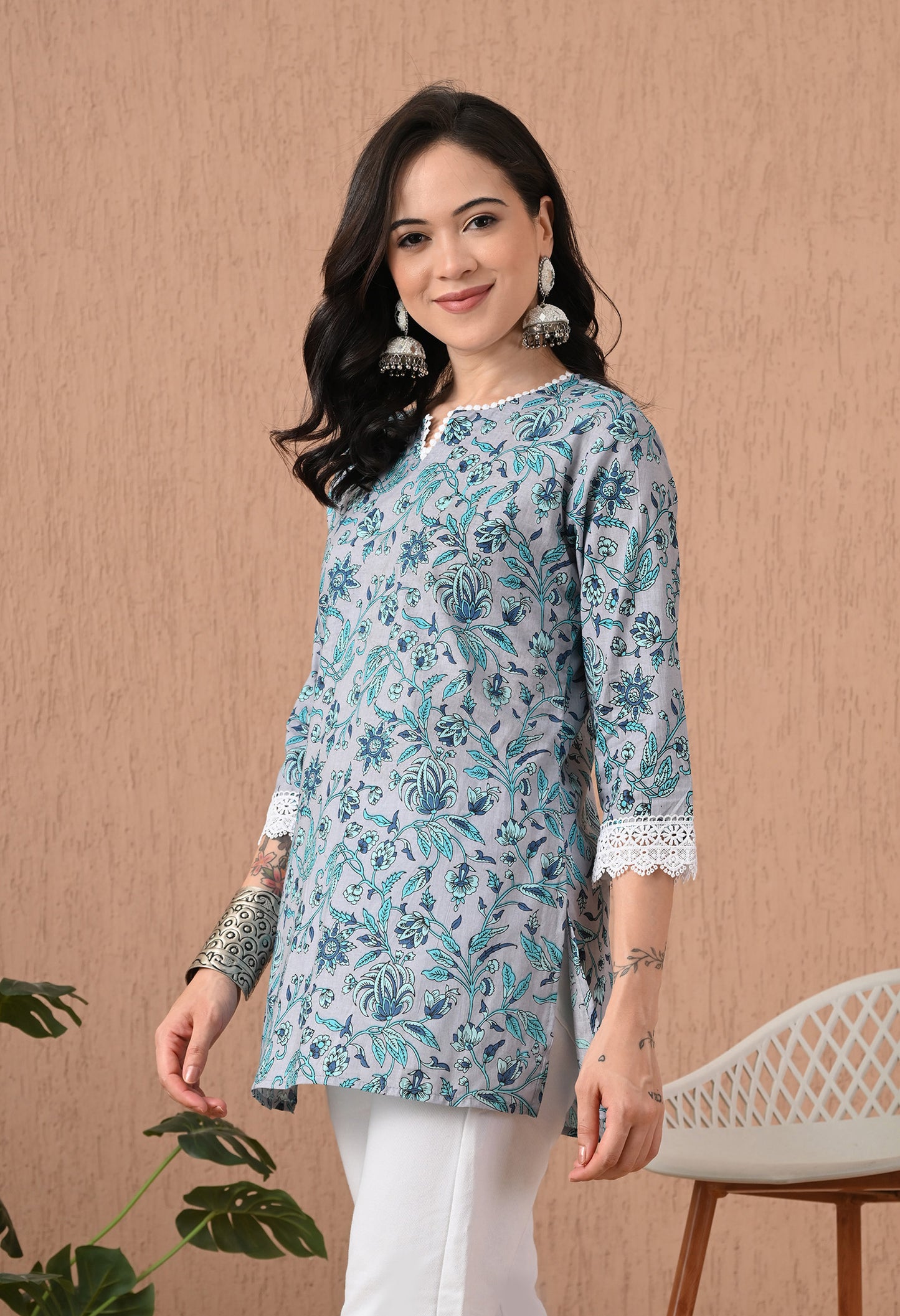 Floral Printed Pure Cotton Kurti