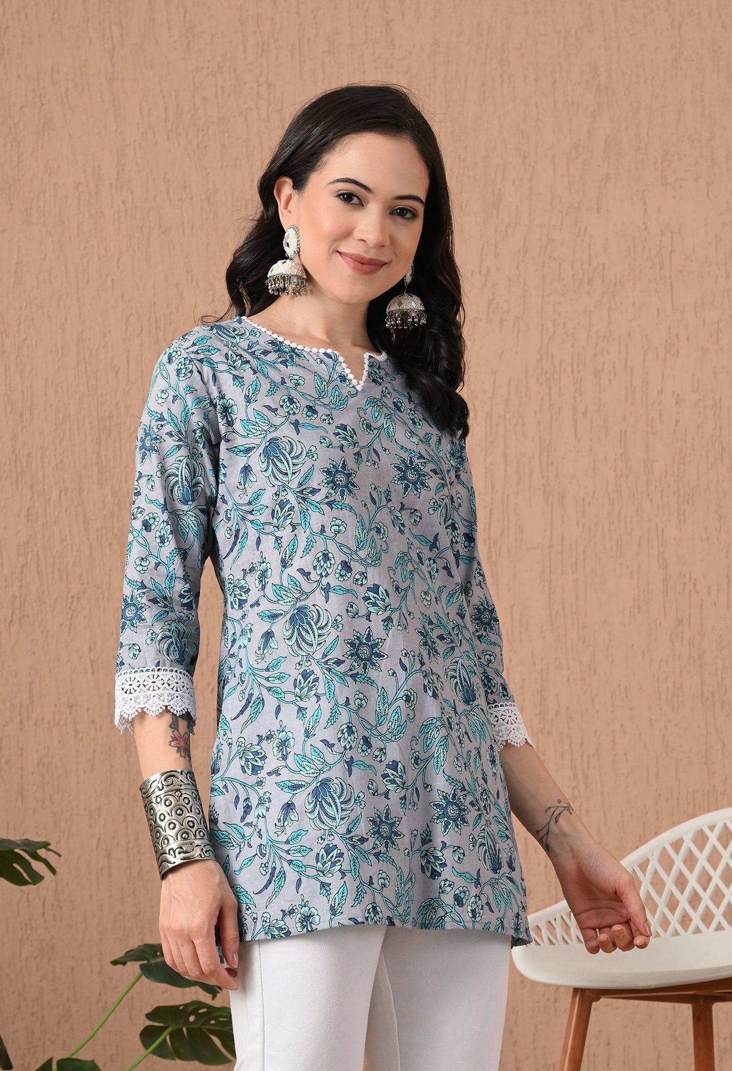 Floral Printed Pure Cotton Kurti