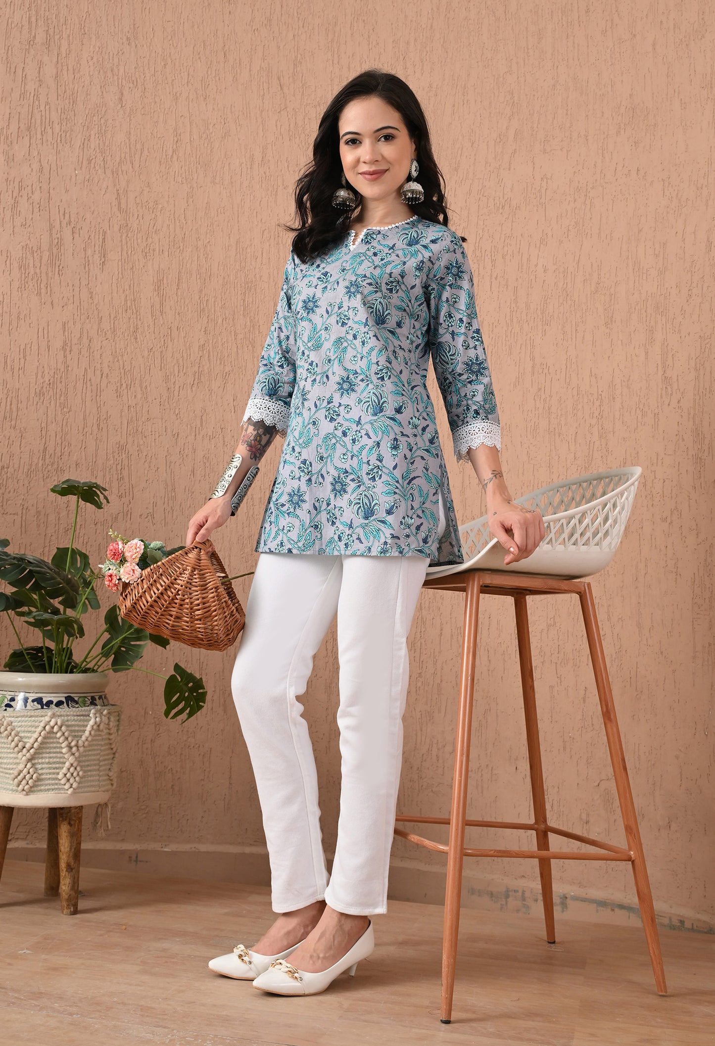 Floral Printed Pure Cotton Kurti
