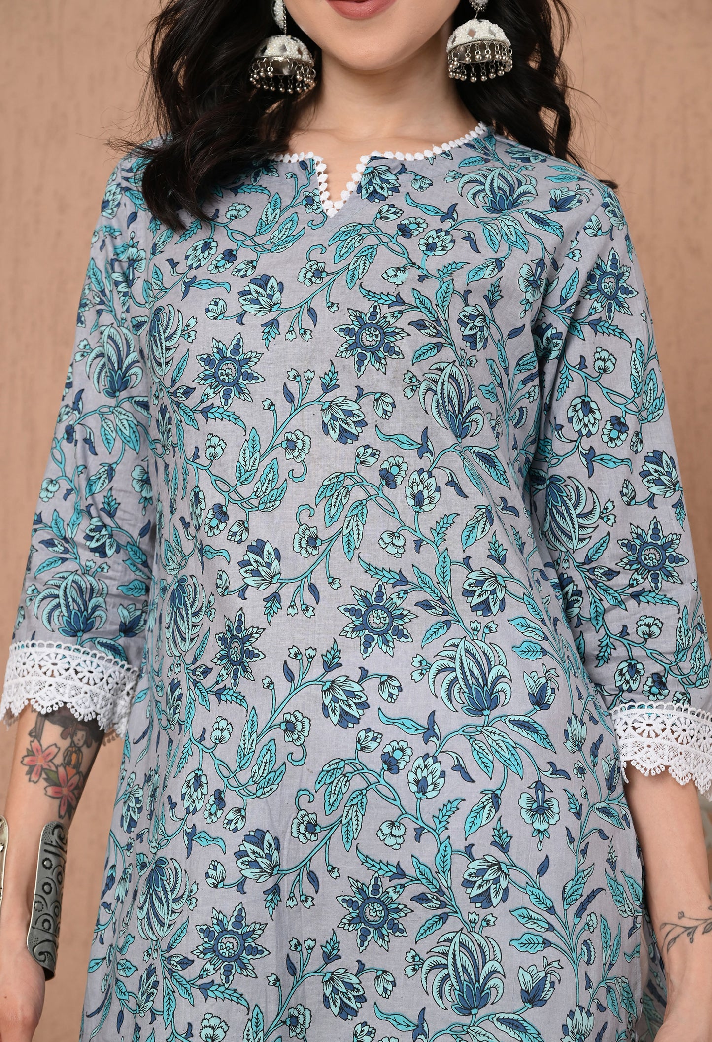 Floral Printed Pure Cotton Kurti