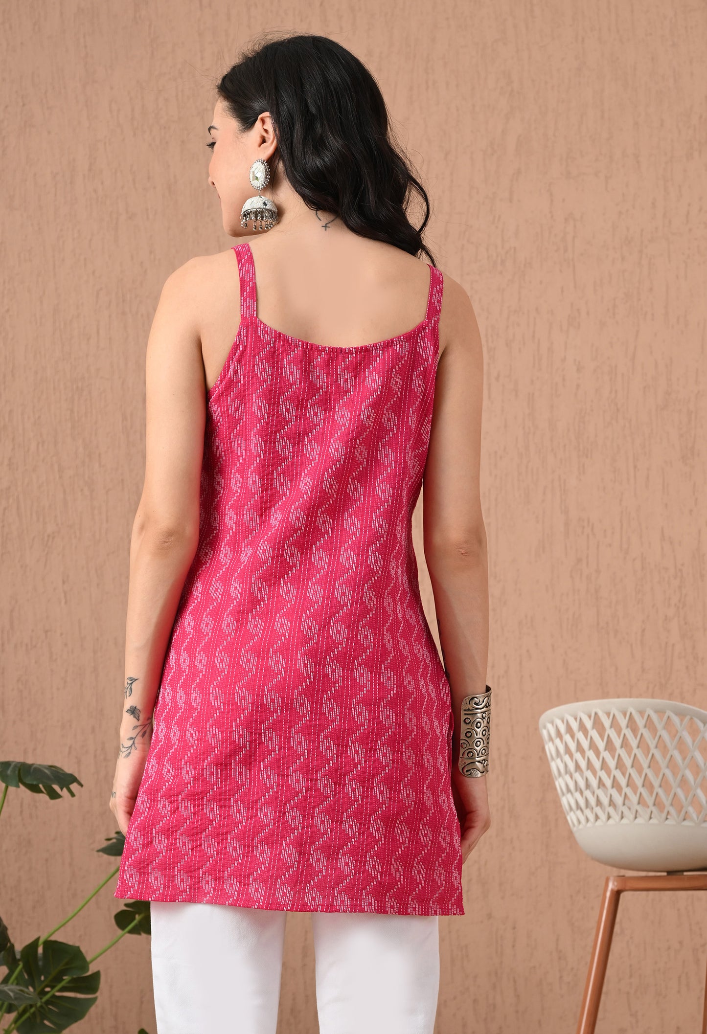 Ethnic Motifs Printed Square Neck Pure Cotton Kurti