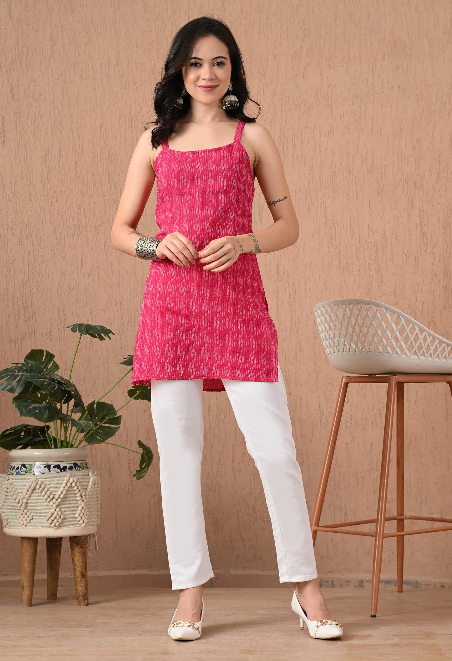 Ethnic Motifs Printed Square Neck Pure Cotton Kurti