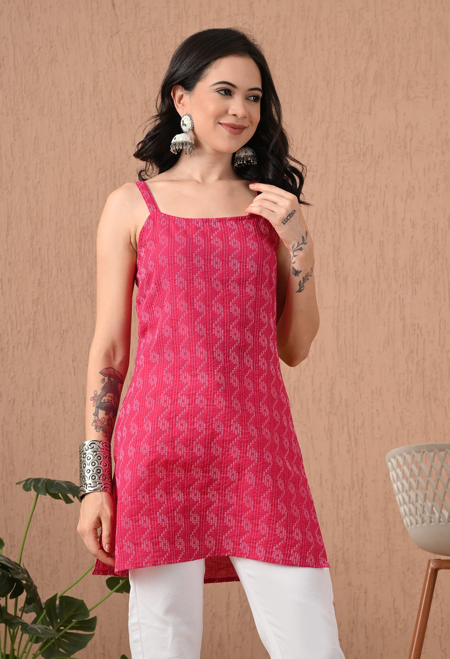 Ethnic Motifs Printed Square Neck Pure Cotton Kurti