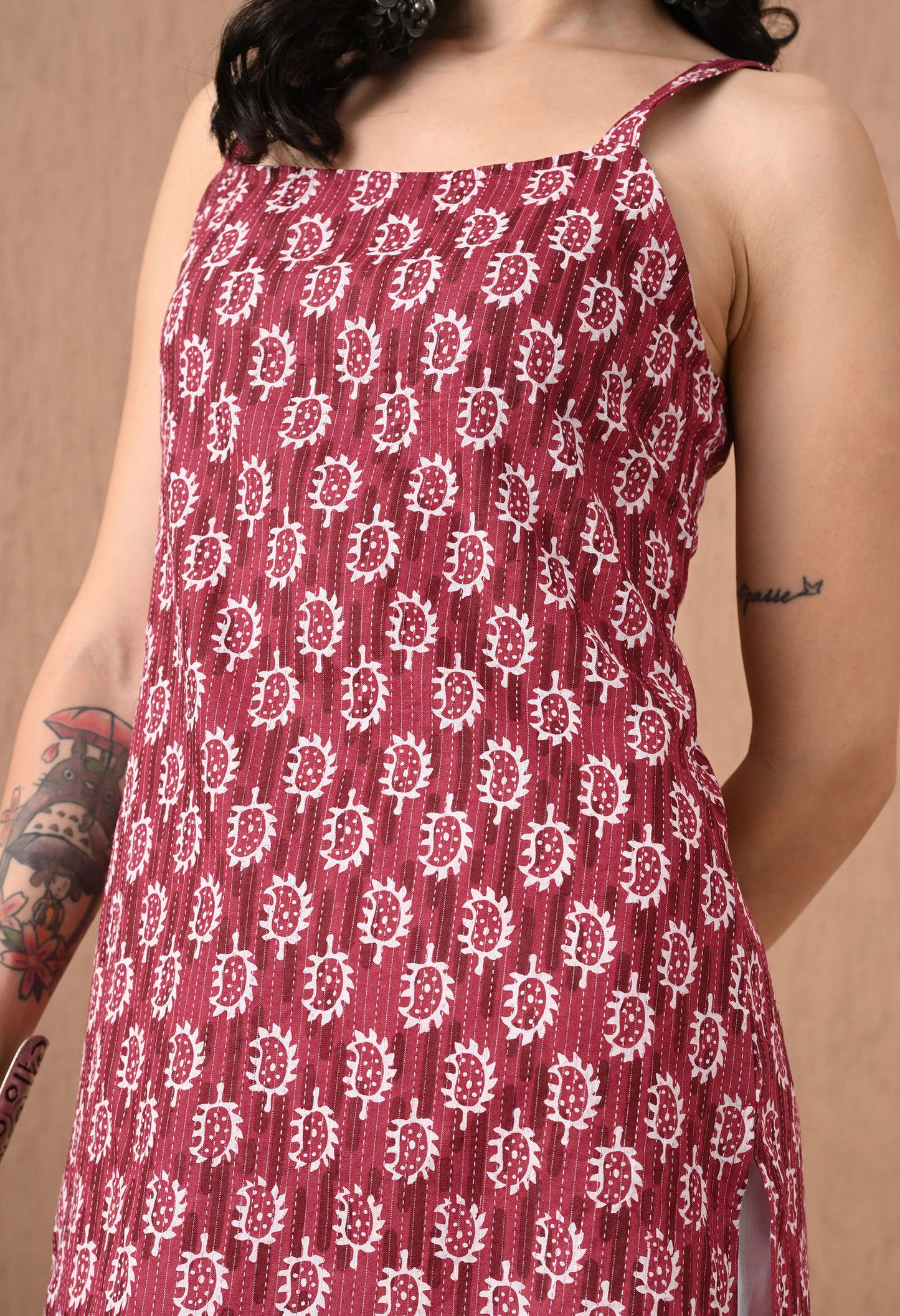 Stylish Maroon Printed Short kurti for casual wear