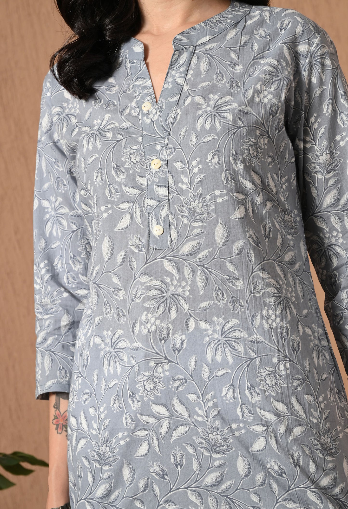 Floral Printed Pure Cotton Kurti