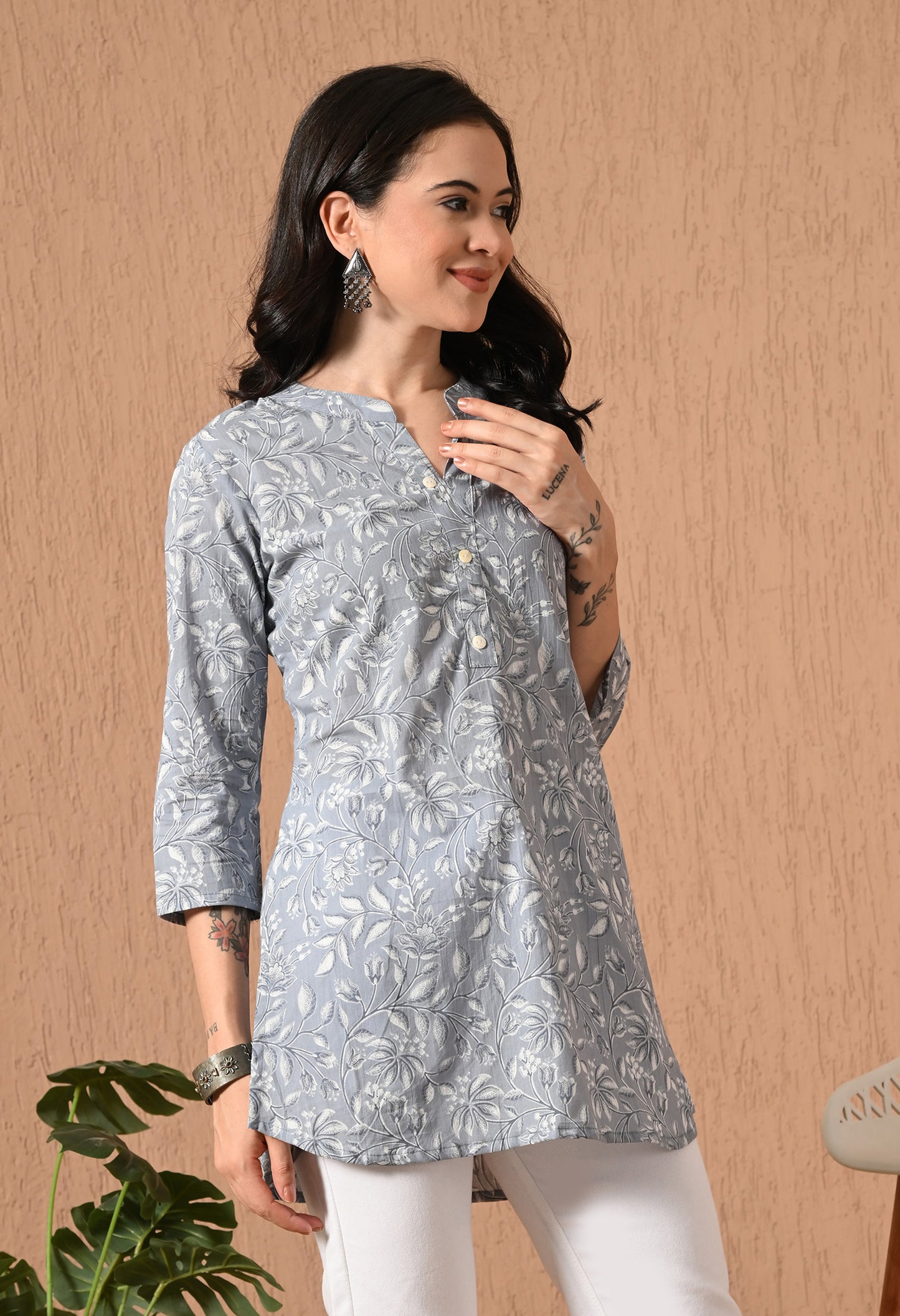 Floral Printed Pure Cotton Kurti
