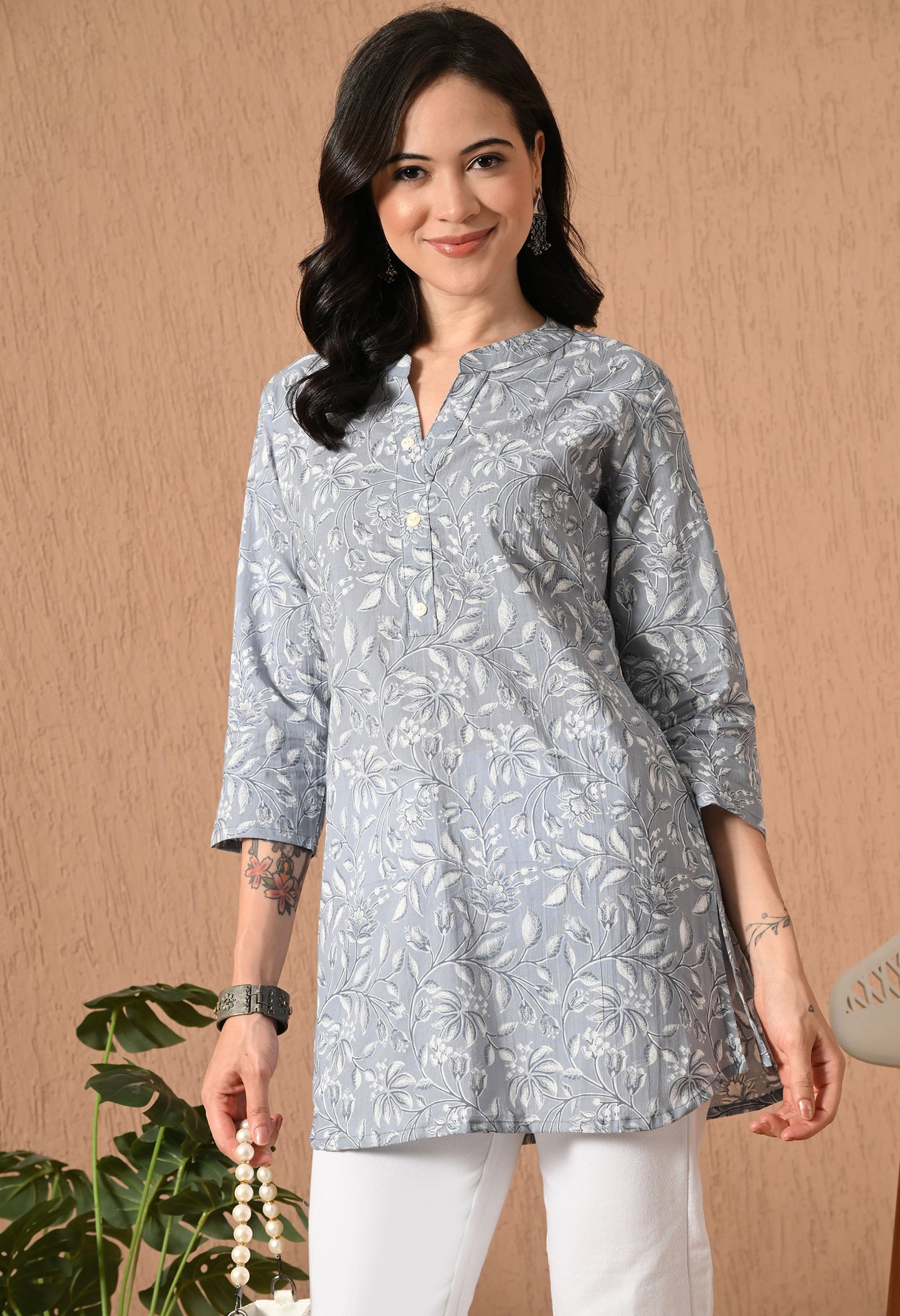 Floral Printed Pure Cotton Kurti
