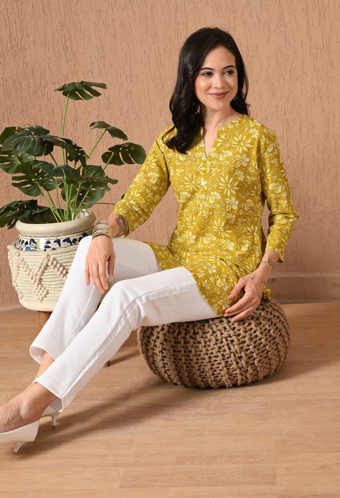 Floral Printed Pure Cotton Kurti