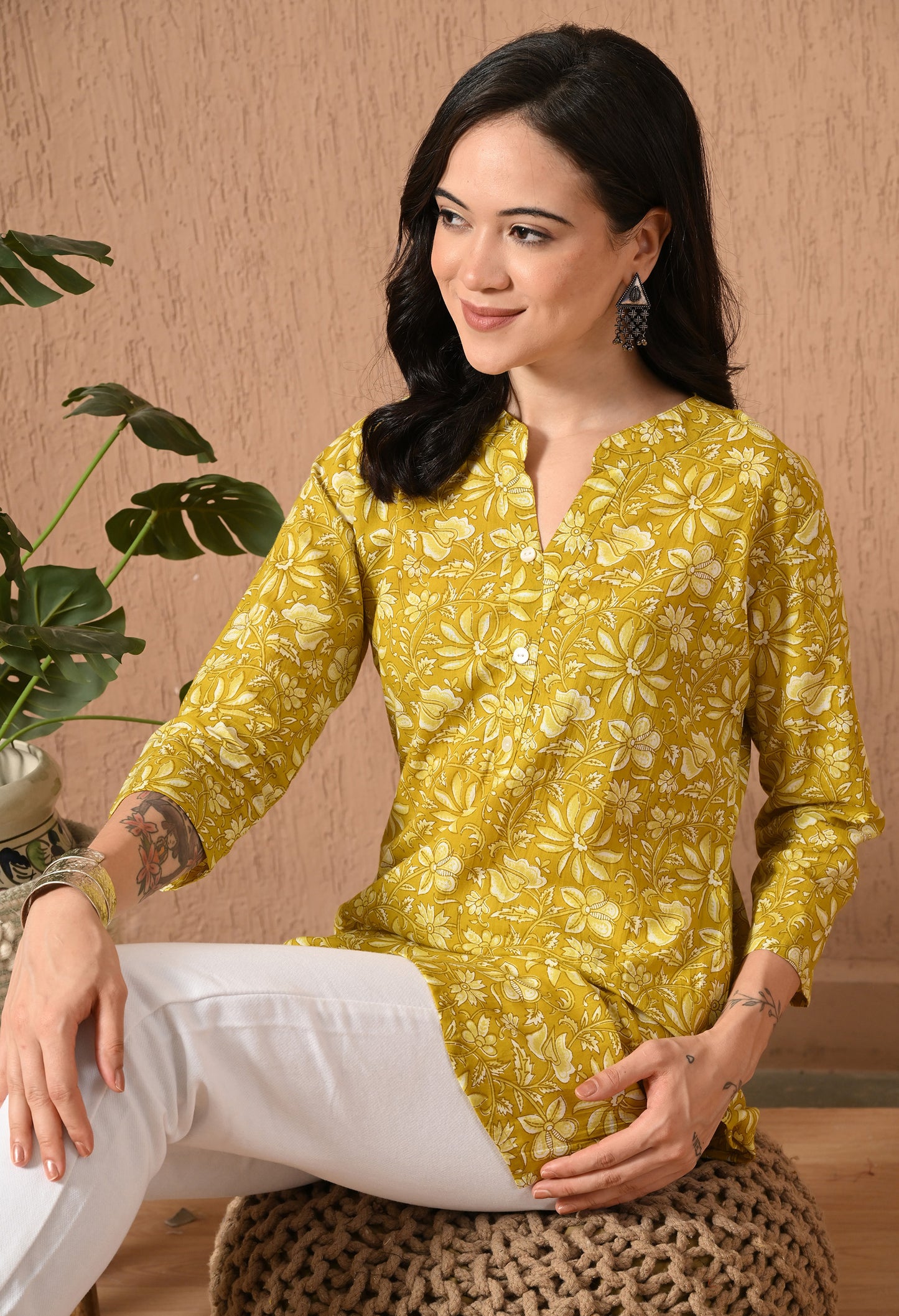 Floral Printed Pure Cotton Kurti