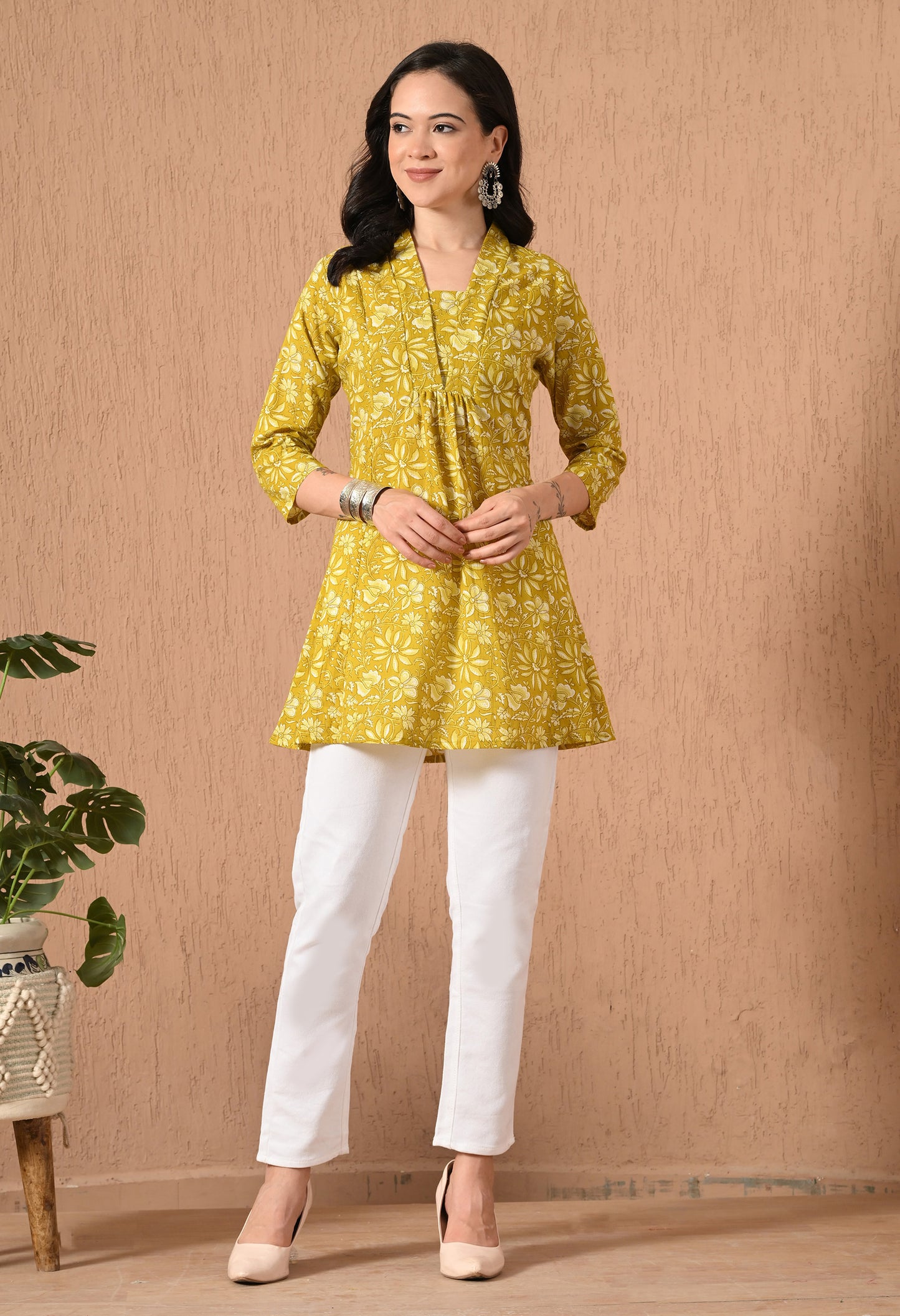 Ethnic Motifs Printed Pure Cotton A-line Kurti