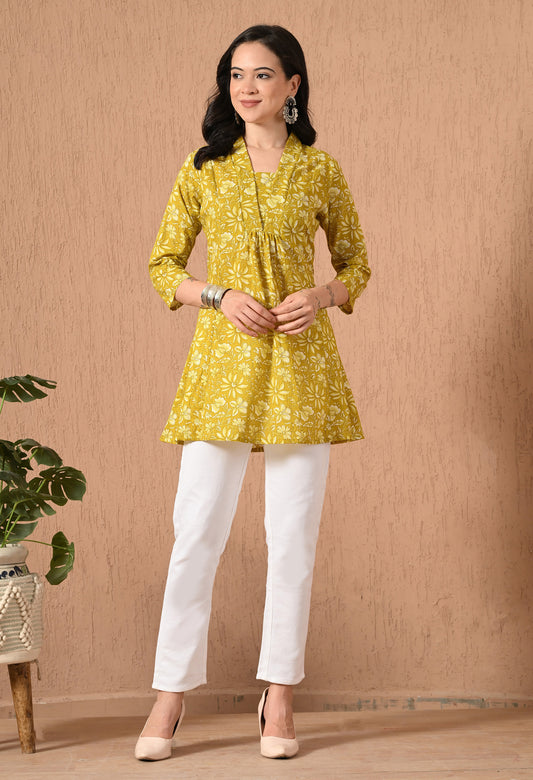 Ethnic Motifs Printed Pure Cotton A-line Kurti