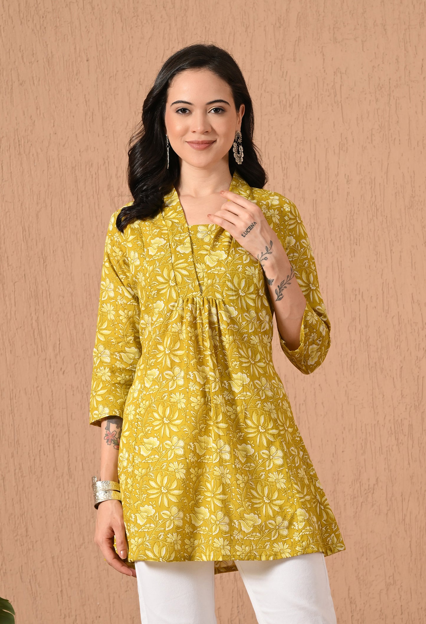 Ethnic Motifs Printed Pure Cotton A-line Kurti