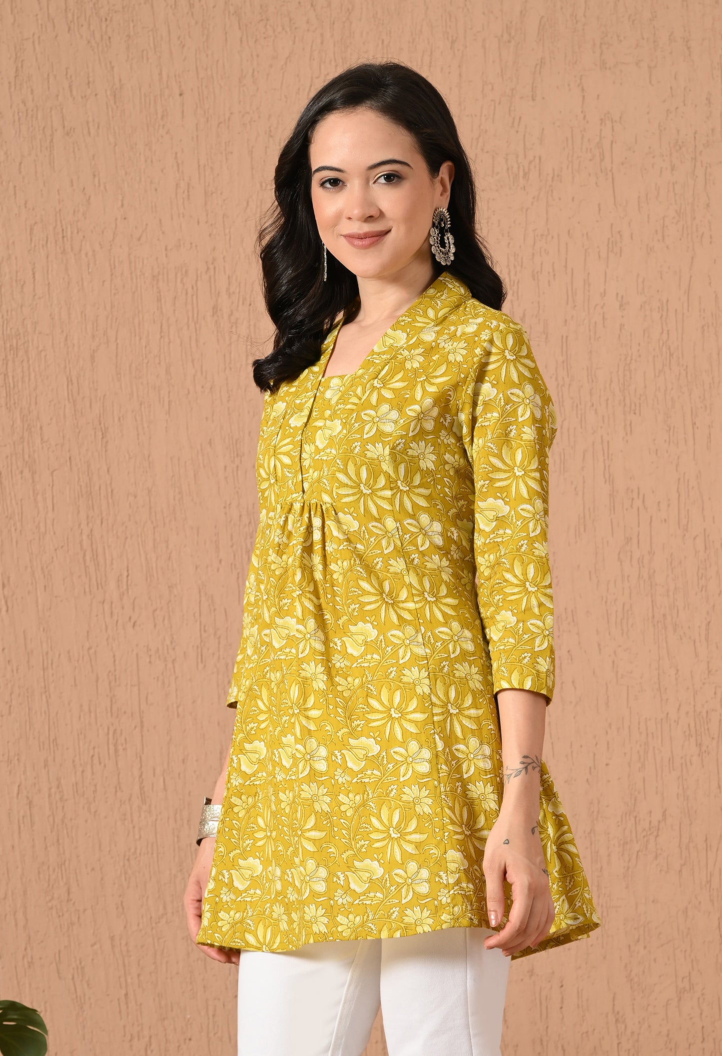 Ethnic Motifs Printed Pure Cotton A-line Kurti