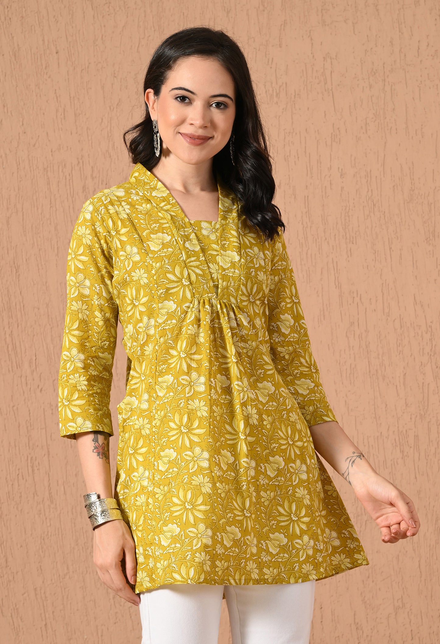 Ethnic Motifs Printed Pure Cotton A-line Kurti